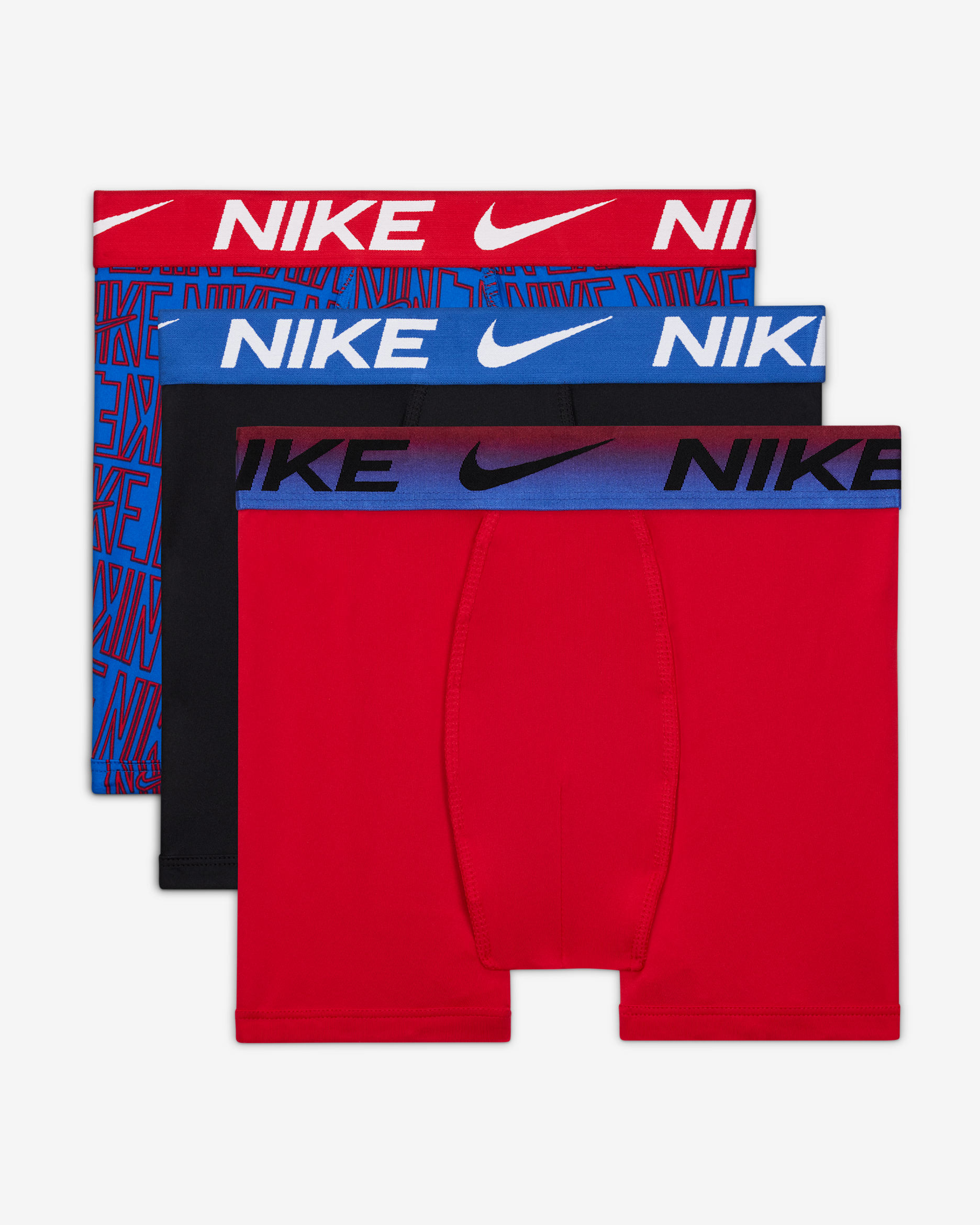 Nike Dri-FIT Essentials Big Kids' Printed Boxer Briefs (3-Pack) - University Red