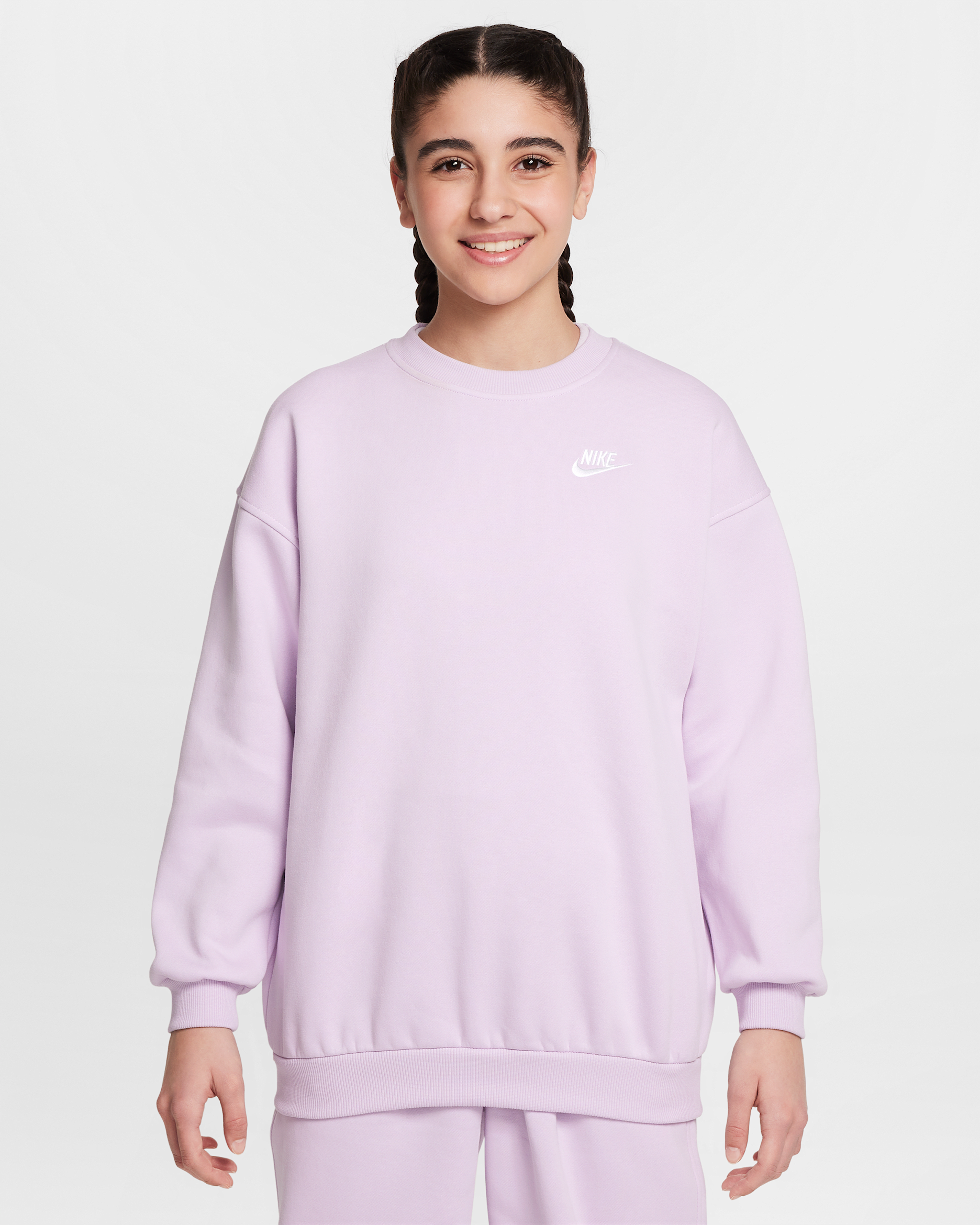 Nike Sportswear Club Fleece Older Kids' Oversized Sweatshirt - Doll/White