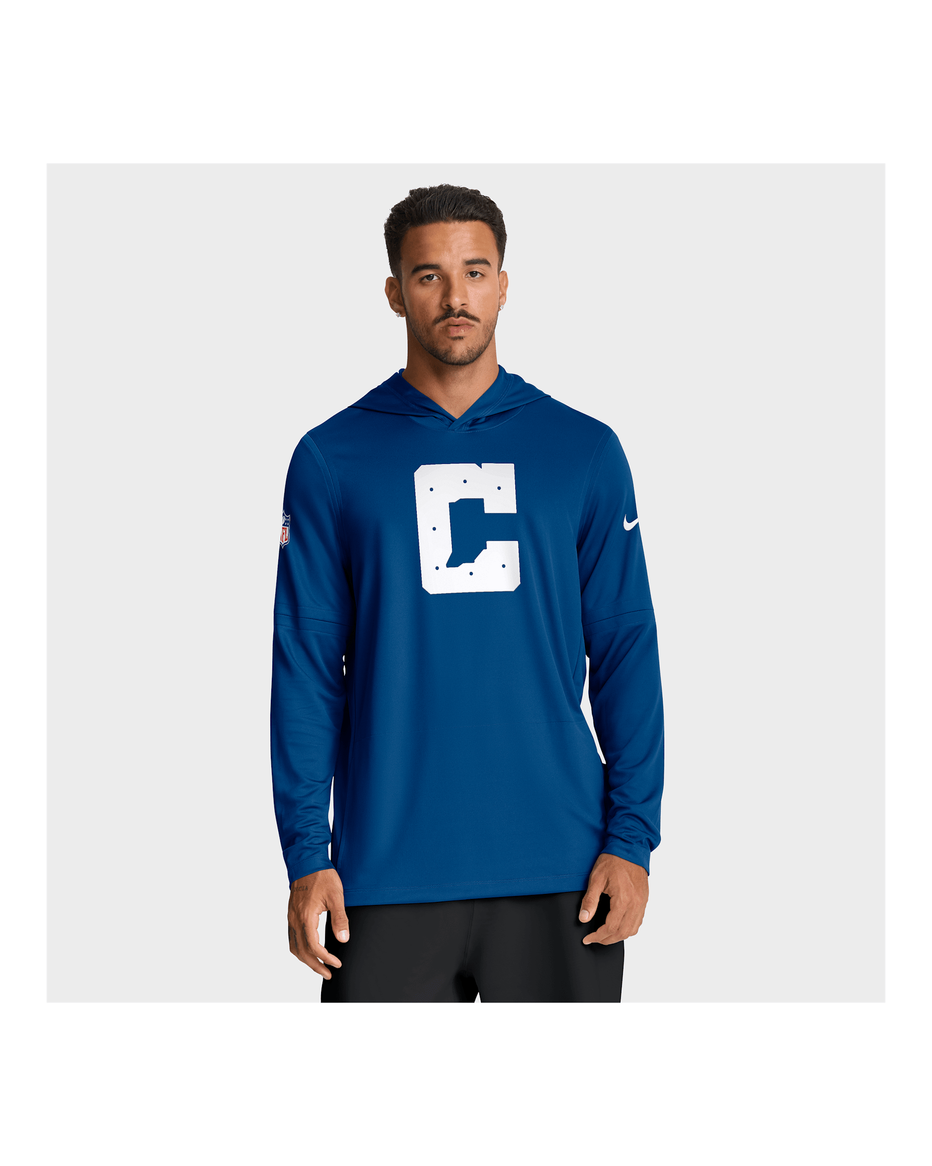 Indianapolis Colts Option Read Men's Nike Dri-FIT NFL Long-Sleeve Hooded Top - Blue