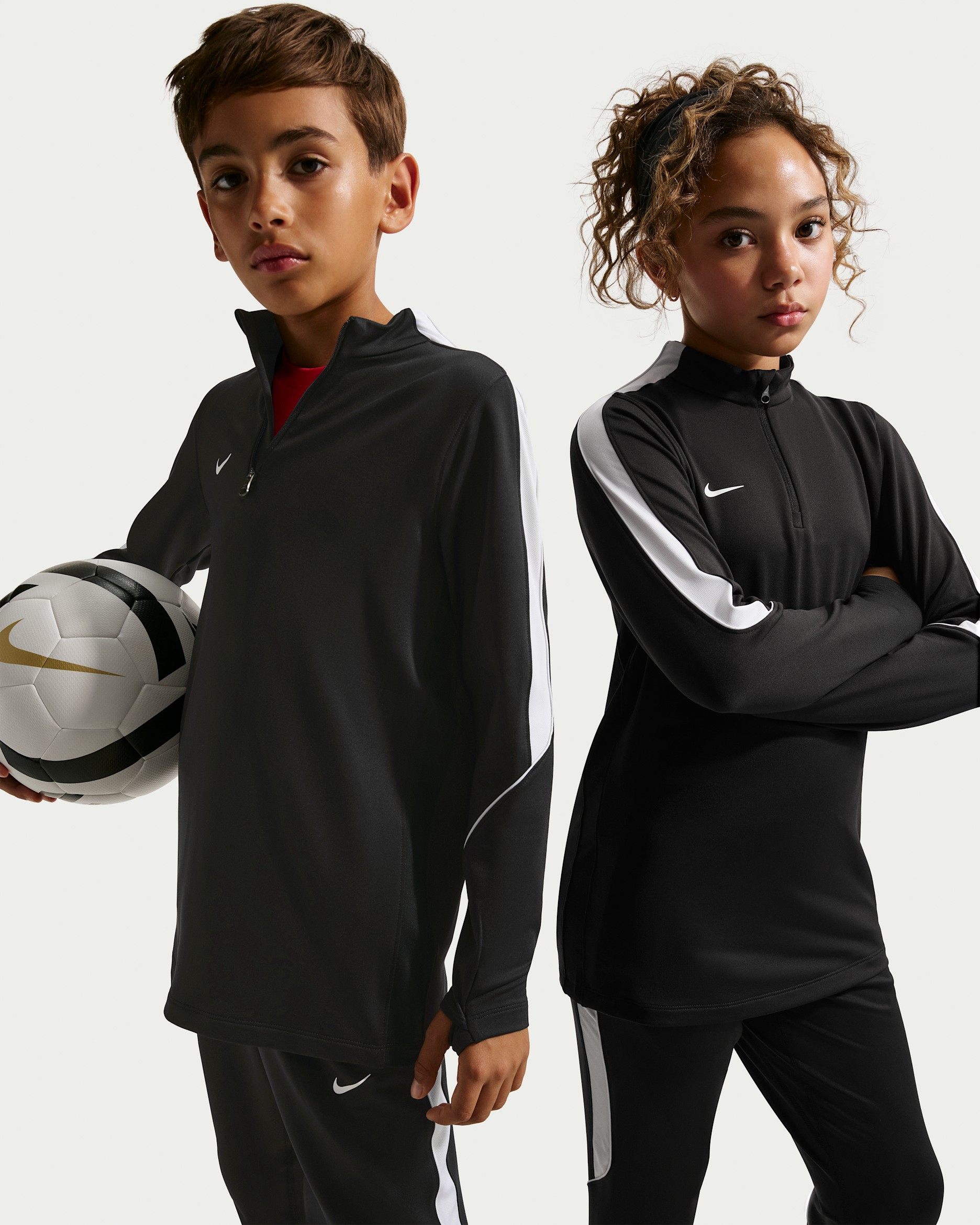 Nike Strike Older Kids' Dri-FIT Football Knit Drill Top - Black/White/White/White