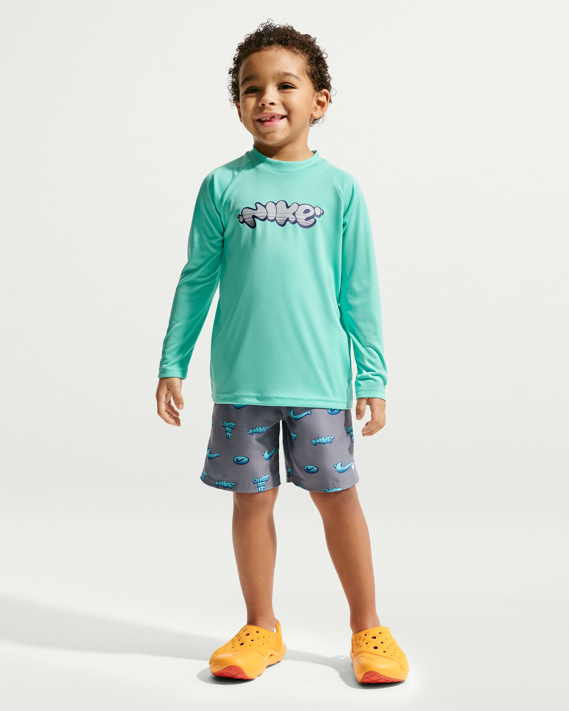 Nike Swim Little Kids' (Boys') Long Sleeve Top & Short Set - Bleached Turquoise