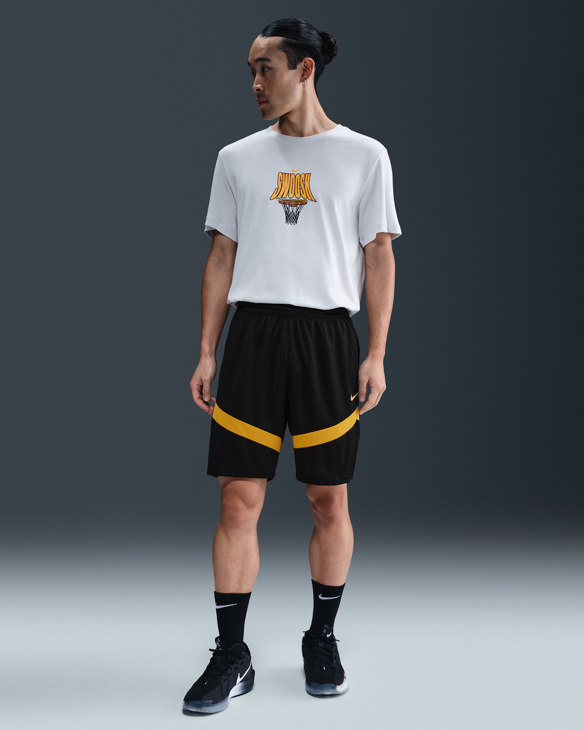 ナイキ Dri-FIT アイコン メンズ 21cm バスケットボールショートパンツ - ブラック/ブラック/ユニバーシティゴールド/ユニバーシティゴールド
