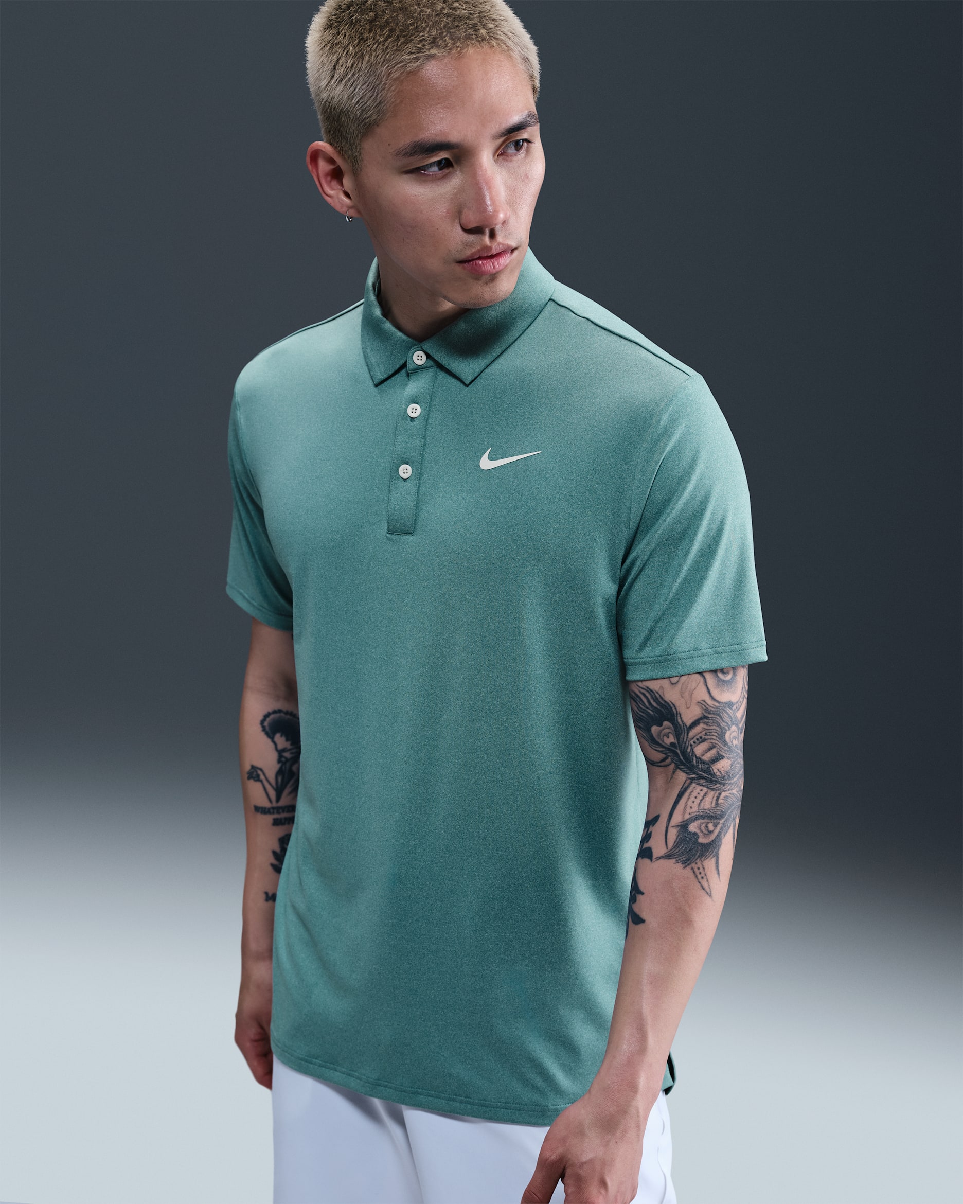 Nike Tour Men's Dri-FIT Heathered Golf Polo - Mineral Teal/Pale Ivory