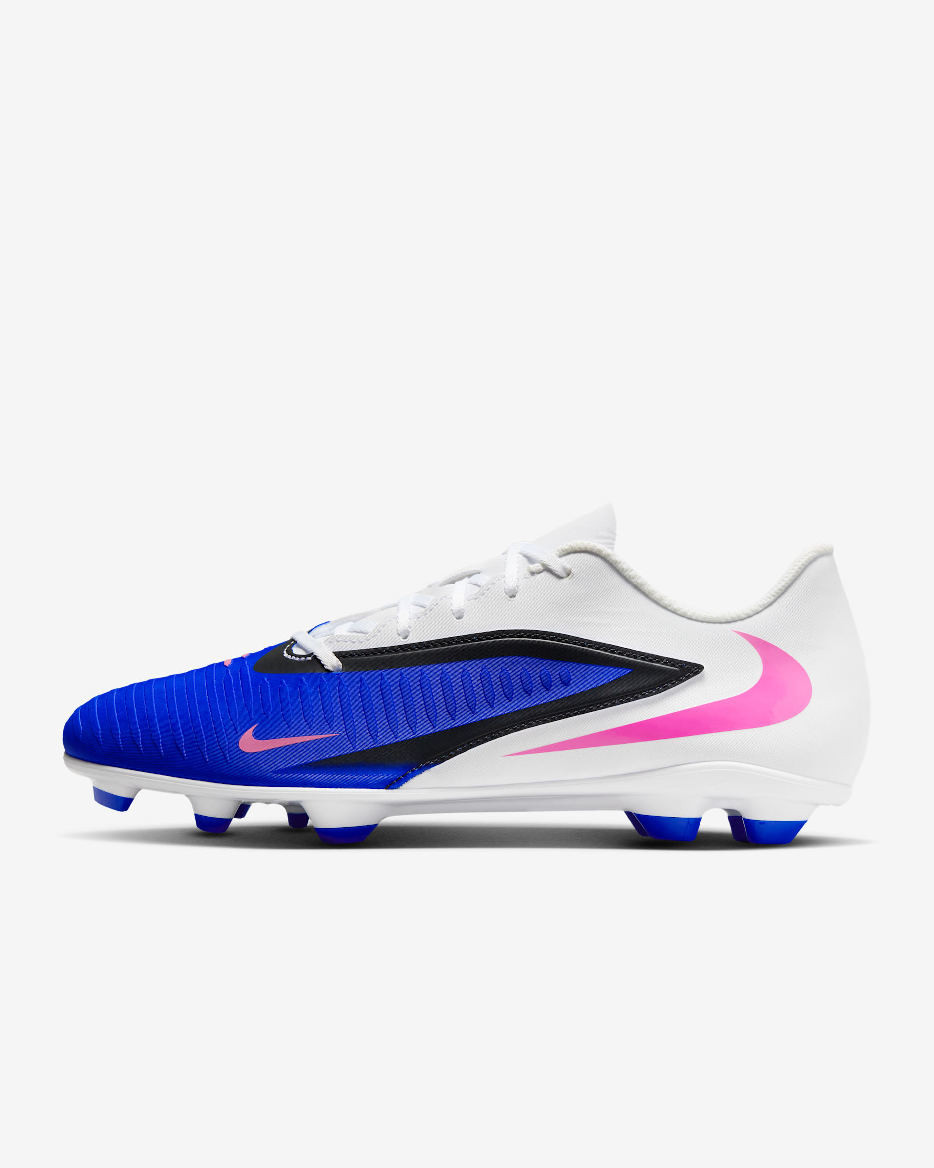 Tacos de fútbol para terrenos múltiples Nike Phantom 6 Low Club - Azul carrera/Blanco/Avalancha rosa