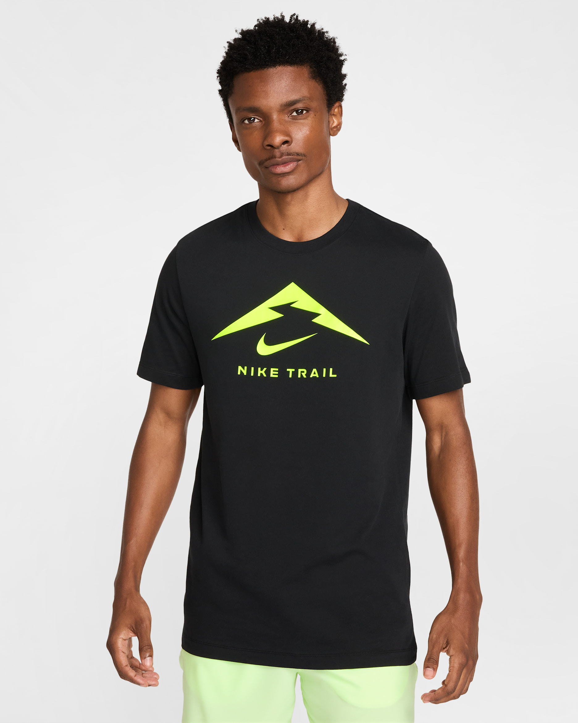 Playera de trail running para hombre Nike Dri-FIT - Negro/Volt