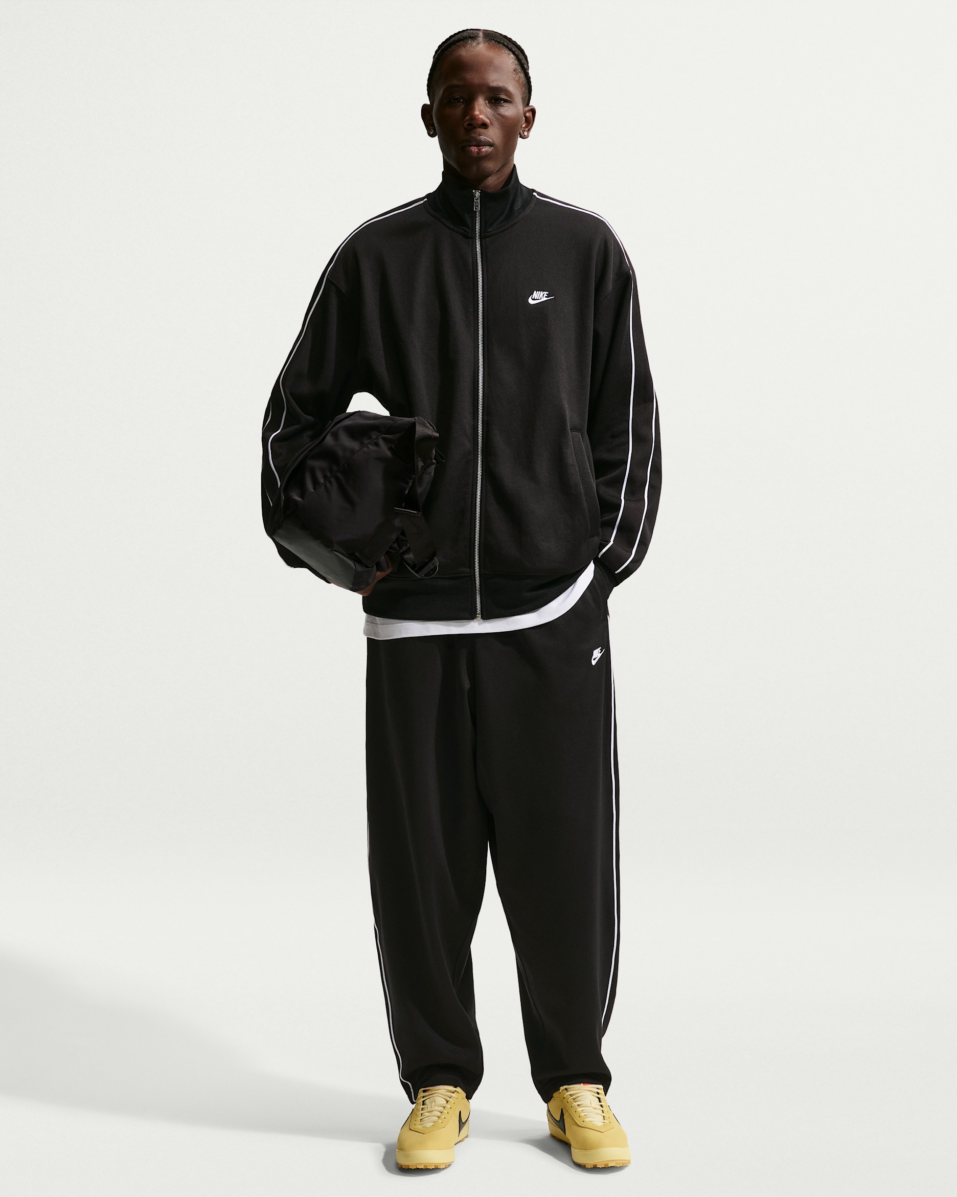 Pants deportivos de tejido Knit oversized para hombre Nike Sportswear Club - Negro/Blanco/Negro/Blanco