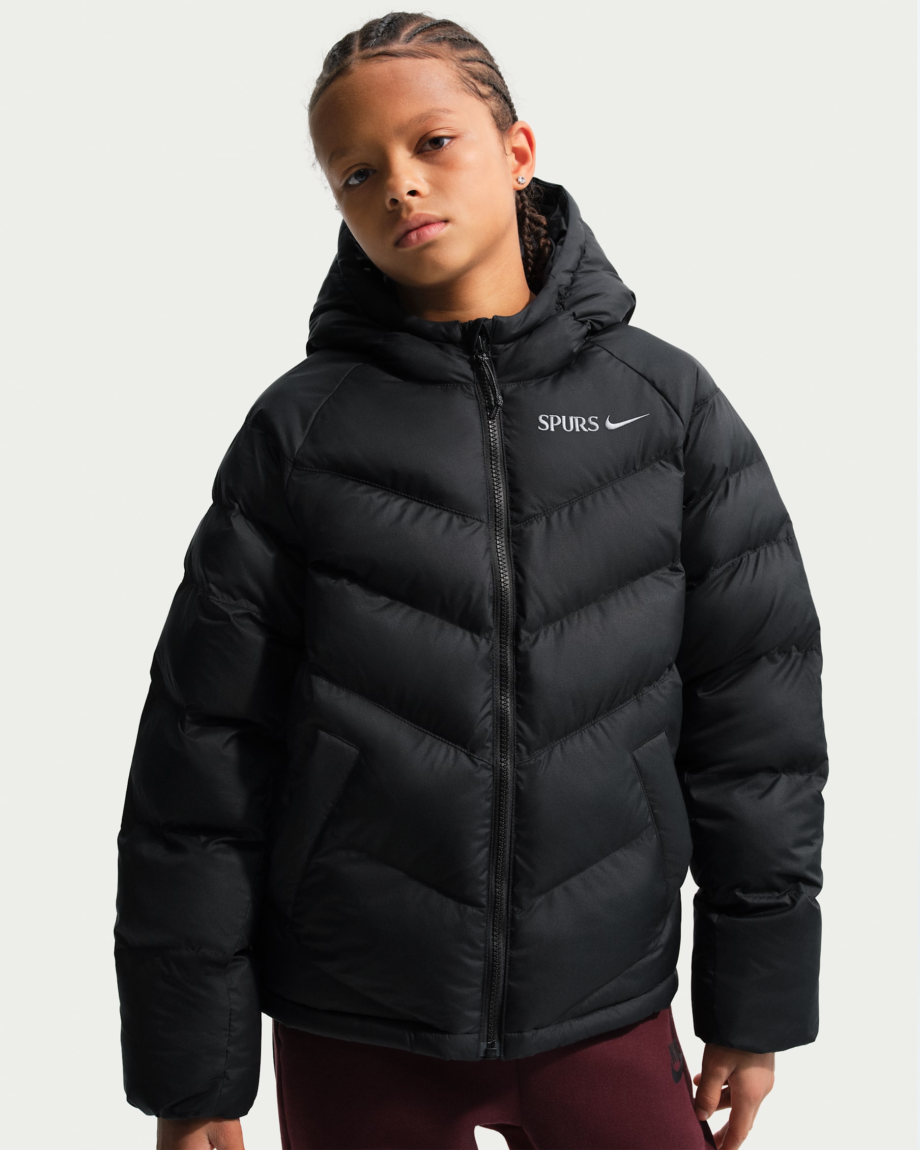 Tottenham Hotspur Older Kids' Nike Football Synthetic Fill Hooded Jacket - Black/Black/Ashen Slate