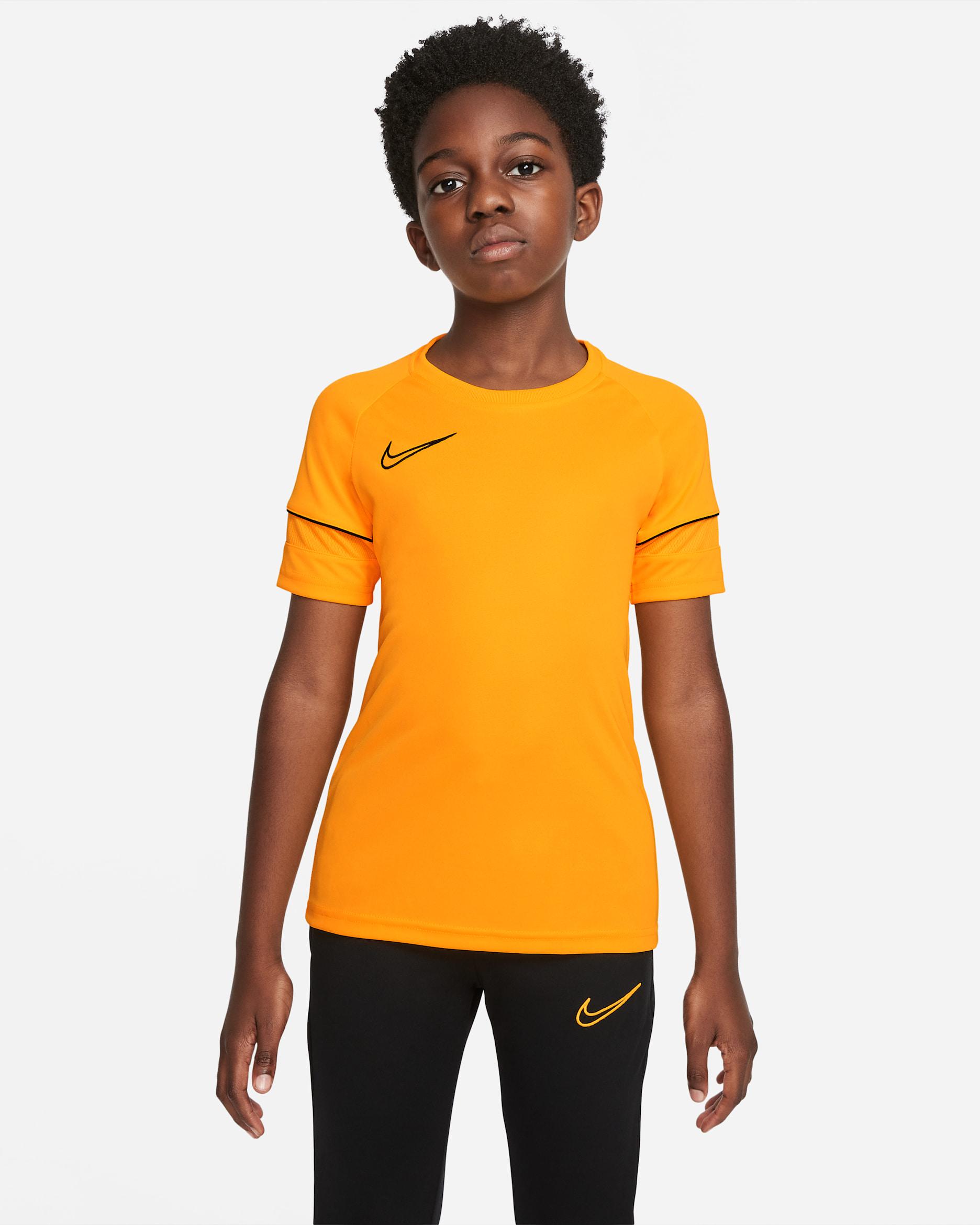 Nike Dri-FIT Academy Older Kids' Short-Sleeve Football Top - Laser Orange/Black/Laser Orange/Black