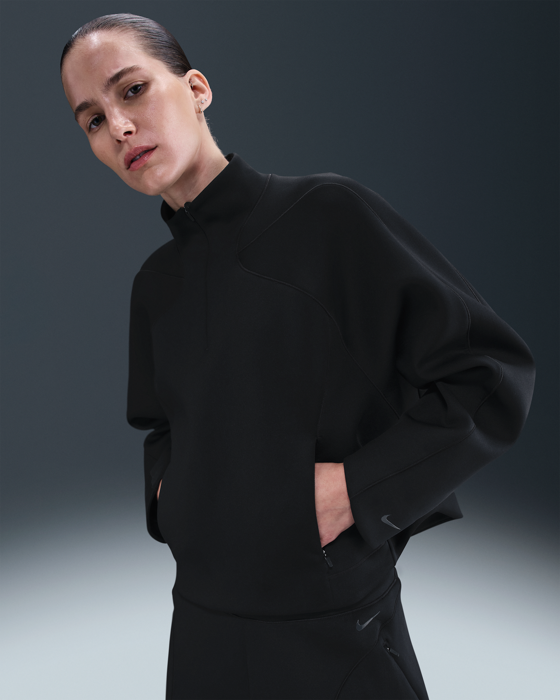 Nike Universa Women's Dri-FIT 1/4-Zip Top - Black/Black/Dark Smoke Grey