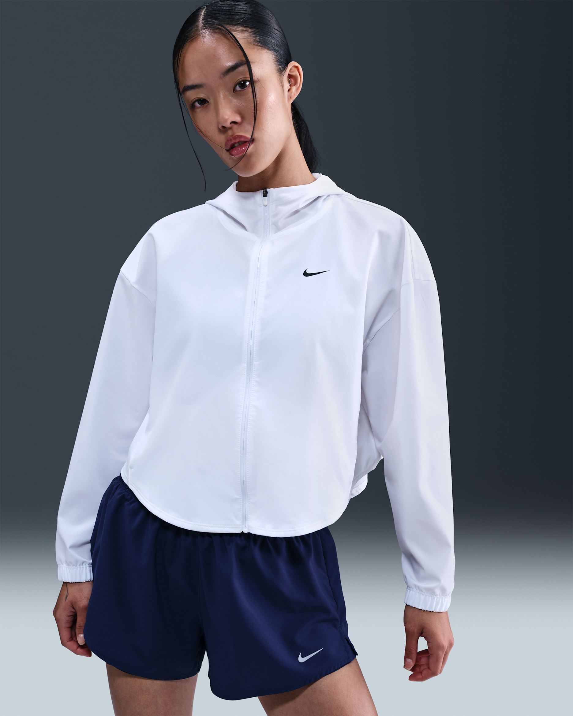 Nike One Women's Repel Oversized Hooded Woven Jacket - White/Black