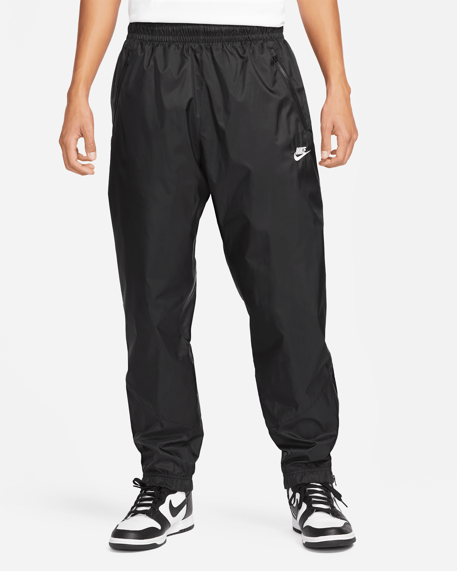 Pánské tkané kalhoty Nike Windrunner s podšívkou - Černá/Černá/Bílá