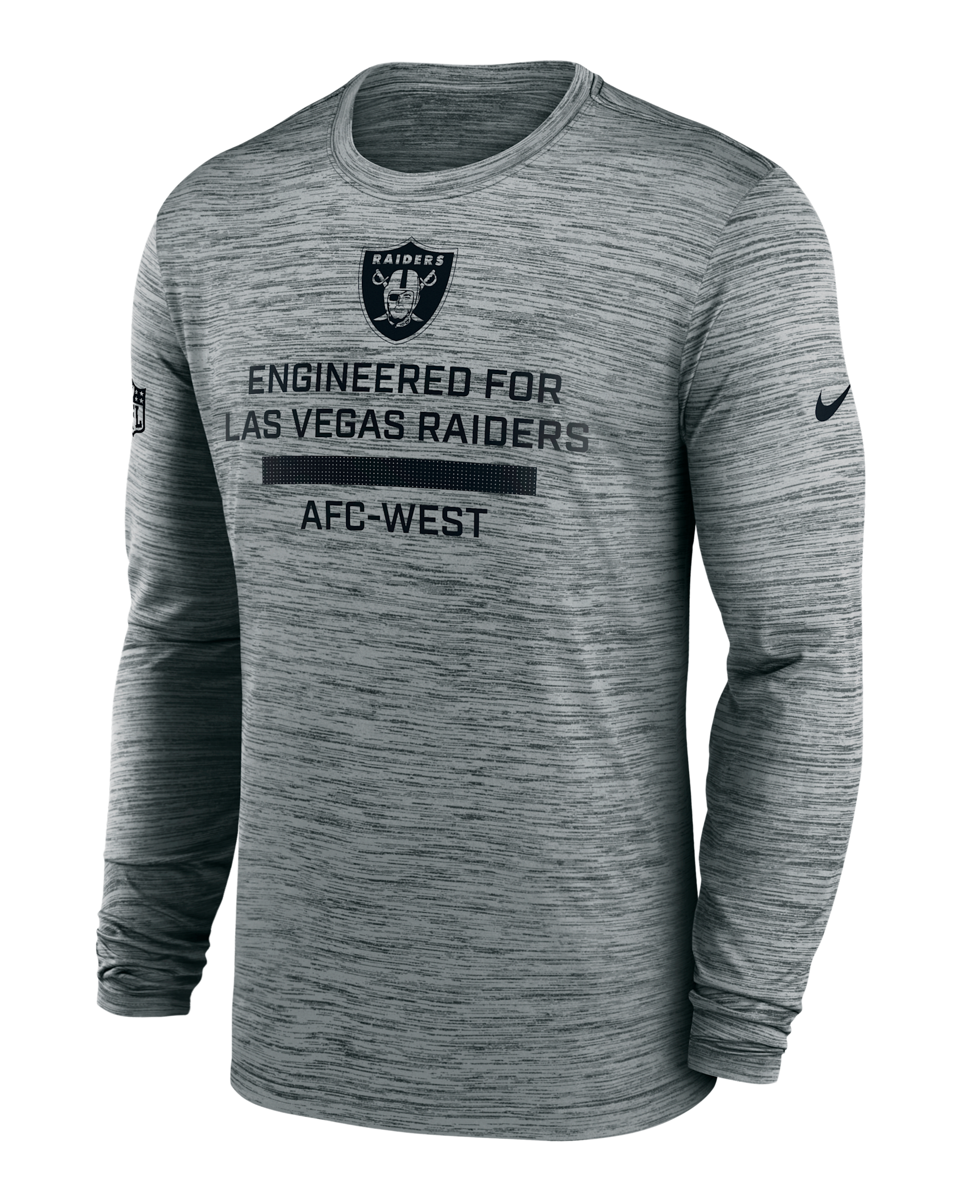 Las Vegas Raiders Sideline Team Issue Velocity Men's Nike Dri-FIT NFL Long-Sleeve T-Shirt - Grey