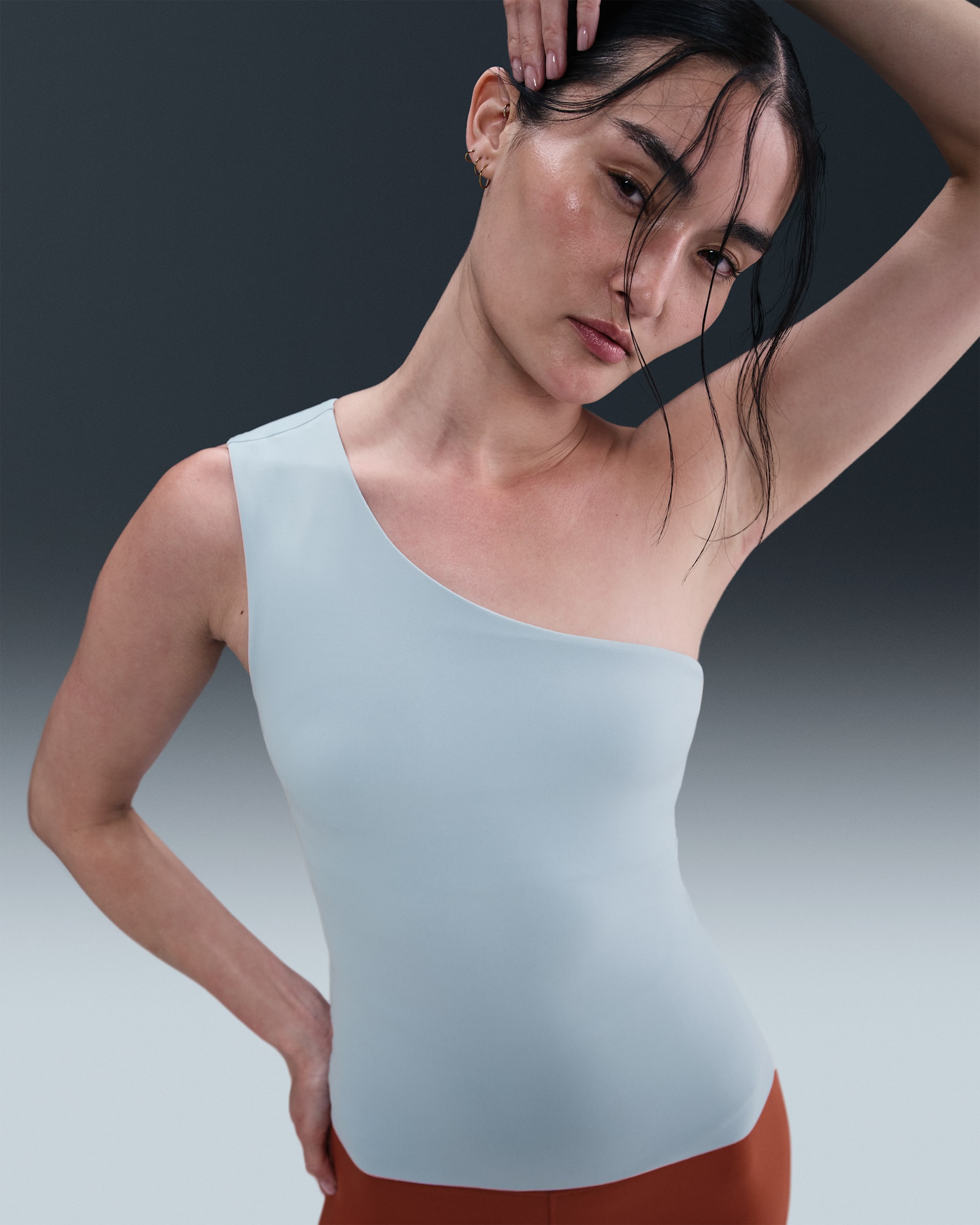 ナイキ ゼンビー ウィメンズ Dri-FIT アシンメトリカル タンクトップ - ライトアーモリーブルー/ホワイト