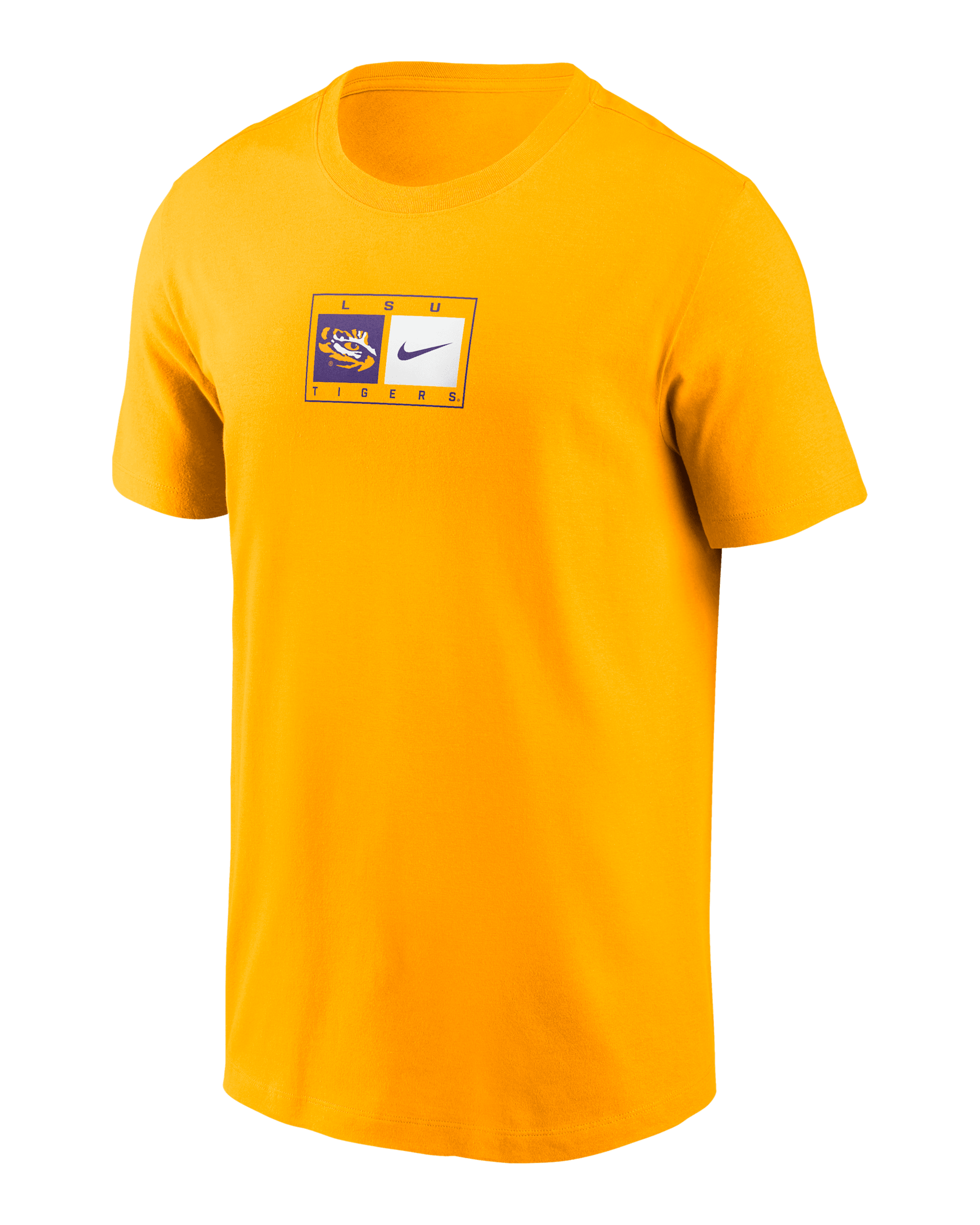 LSU Campus Logo Swoosh Men's Nike College T-Shirt - Gold