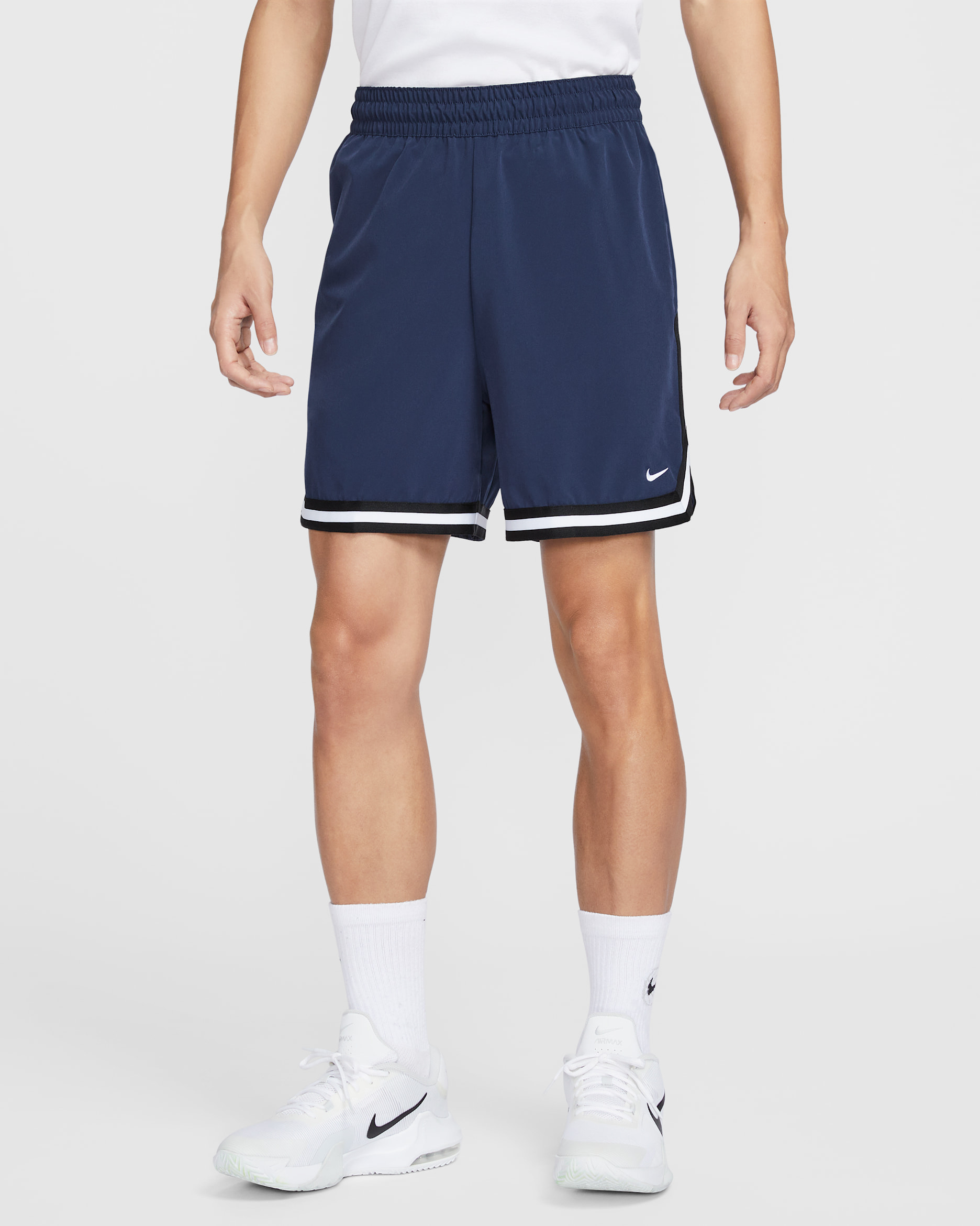 กางเกงบาสเก็ตบอลขาสั้น 6 นิ้วแบบทอกันยูวี Dri-FIT ผู้ชาย Nike DNA - Midnight Navy/ดำ/ขาว