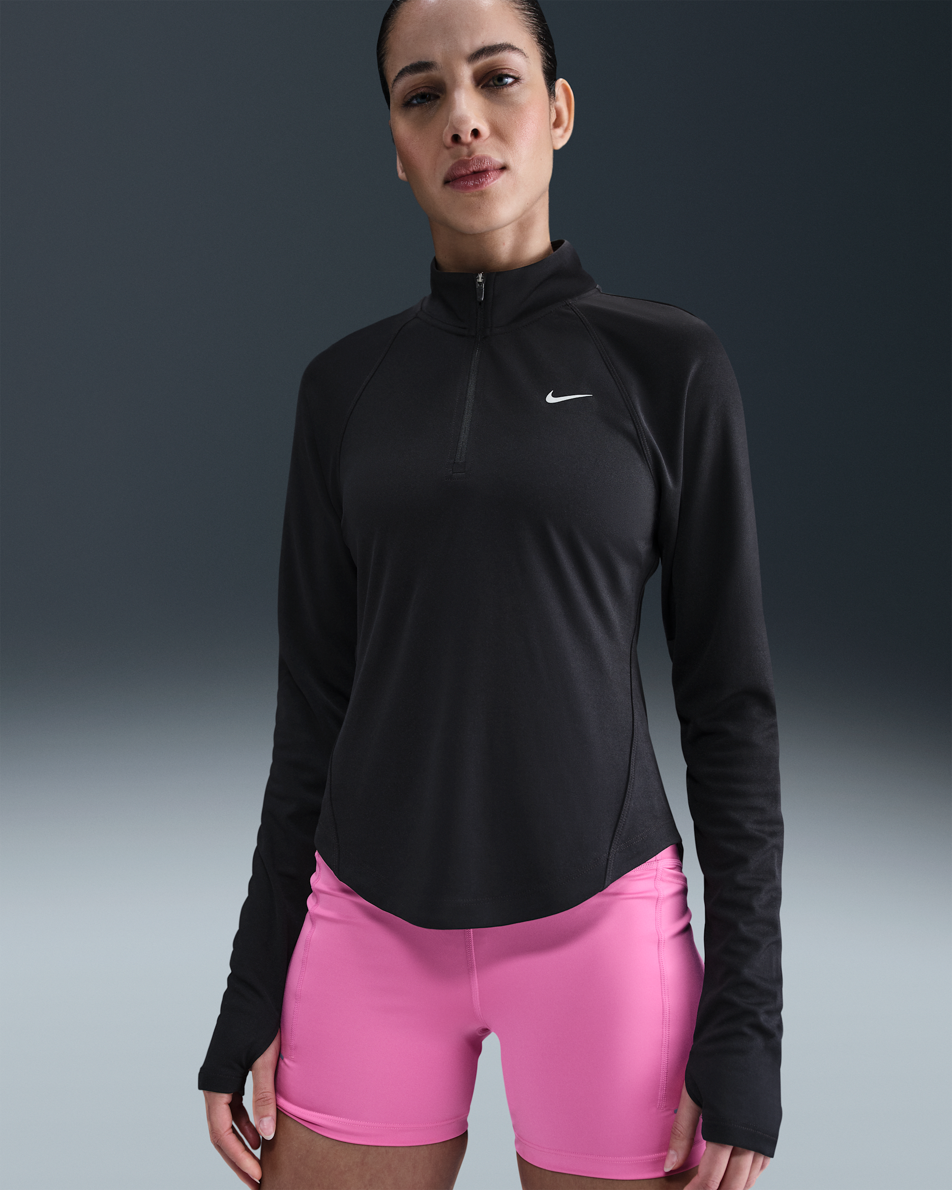 Nike Tempo Dri-FIT Lauf-Tanktop mit Viertelreißverschluss (Damen) - Schwarz