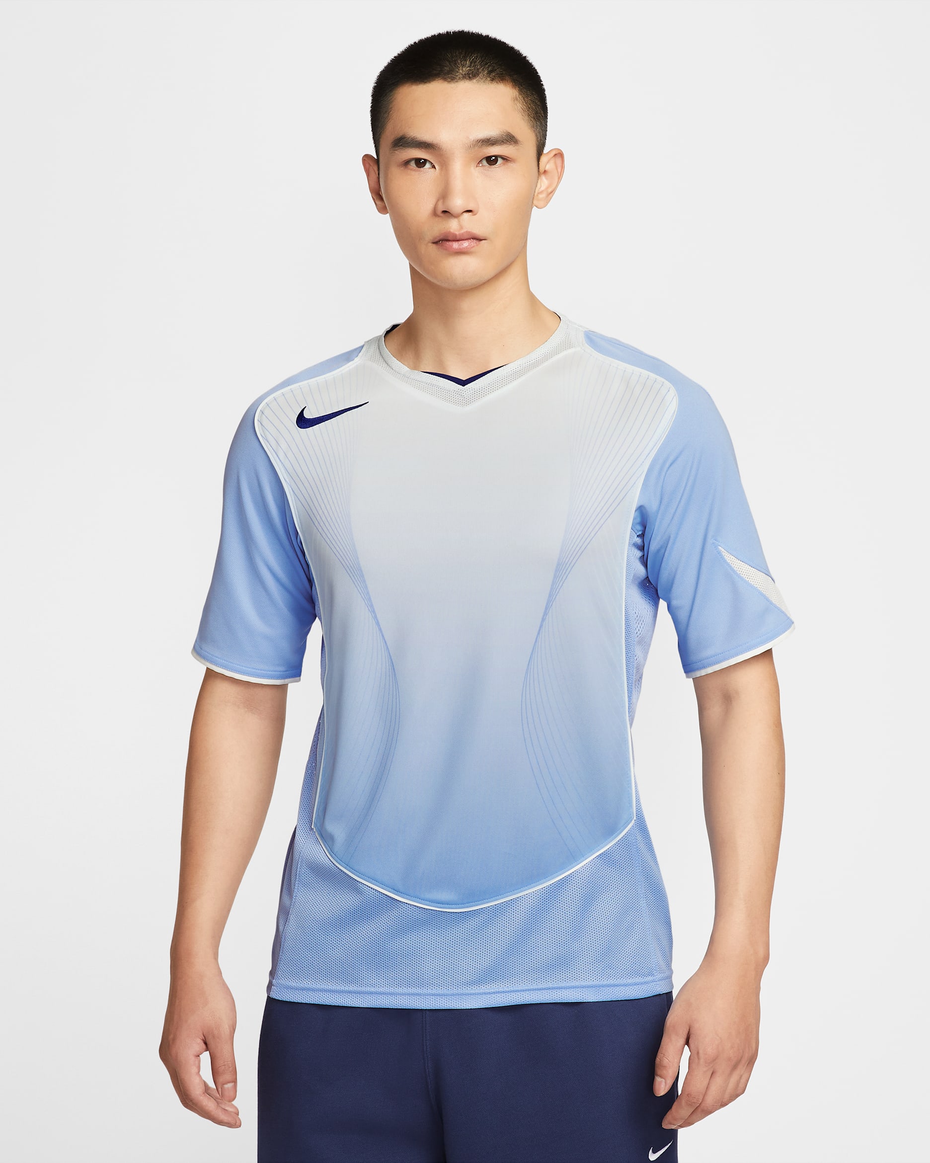 Nike Total 90 Men's Dri-FIT Short-Sleeve Football Shirt - Aluminium/Sail/Sail/Blue Void