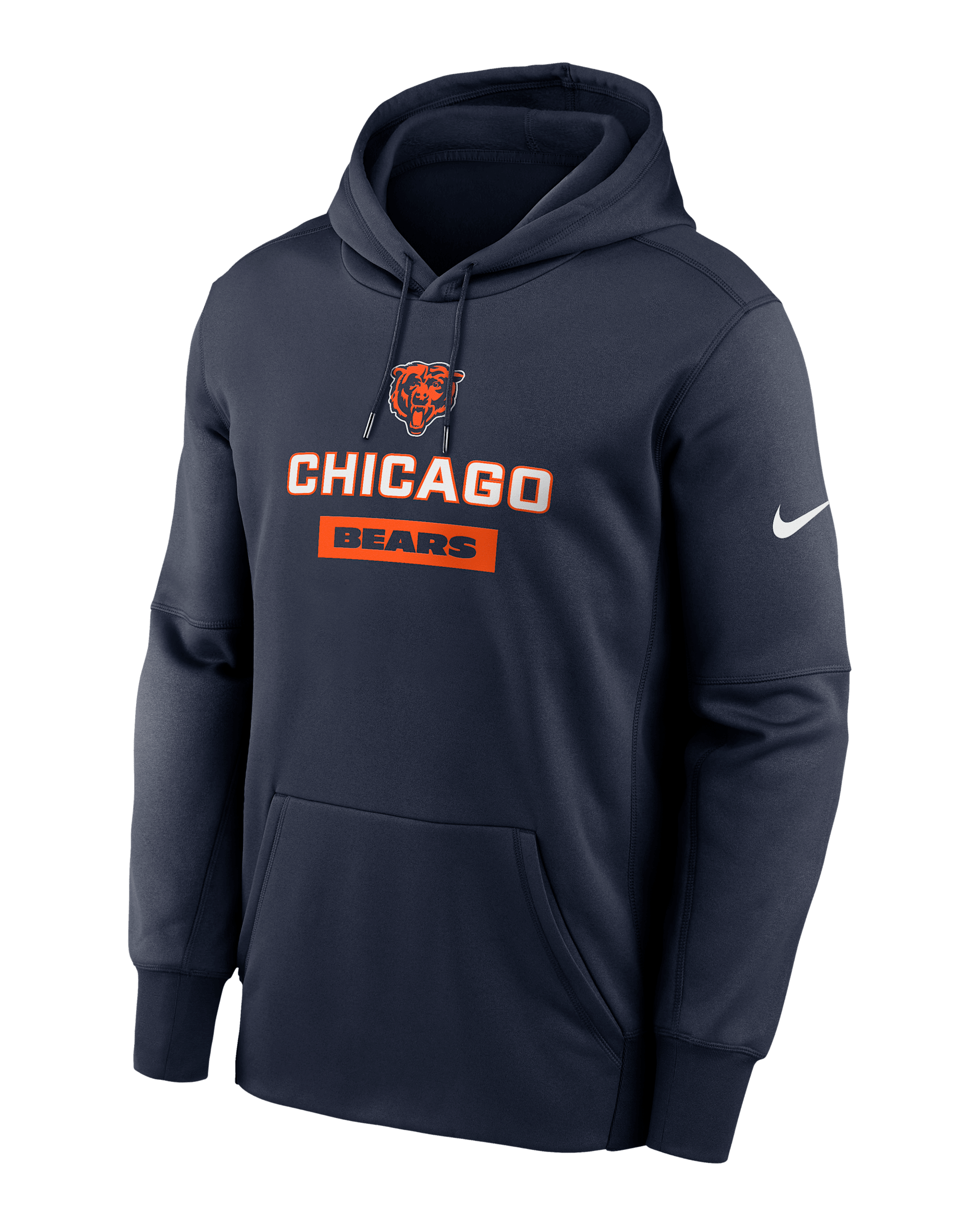 Chicago Bears Toss Sweep Men’s Nike Therma NFL Pullover Hoodie - Navy