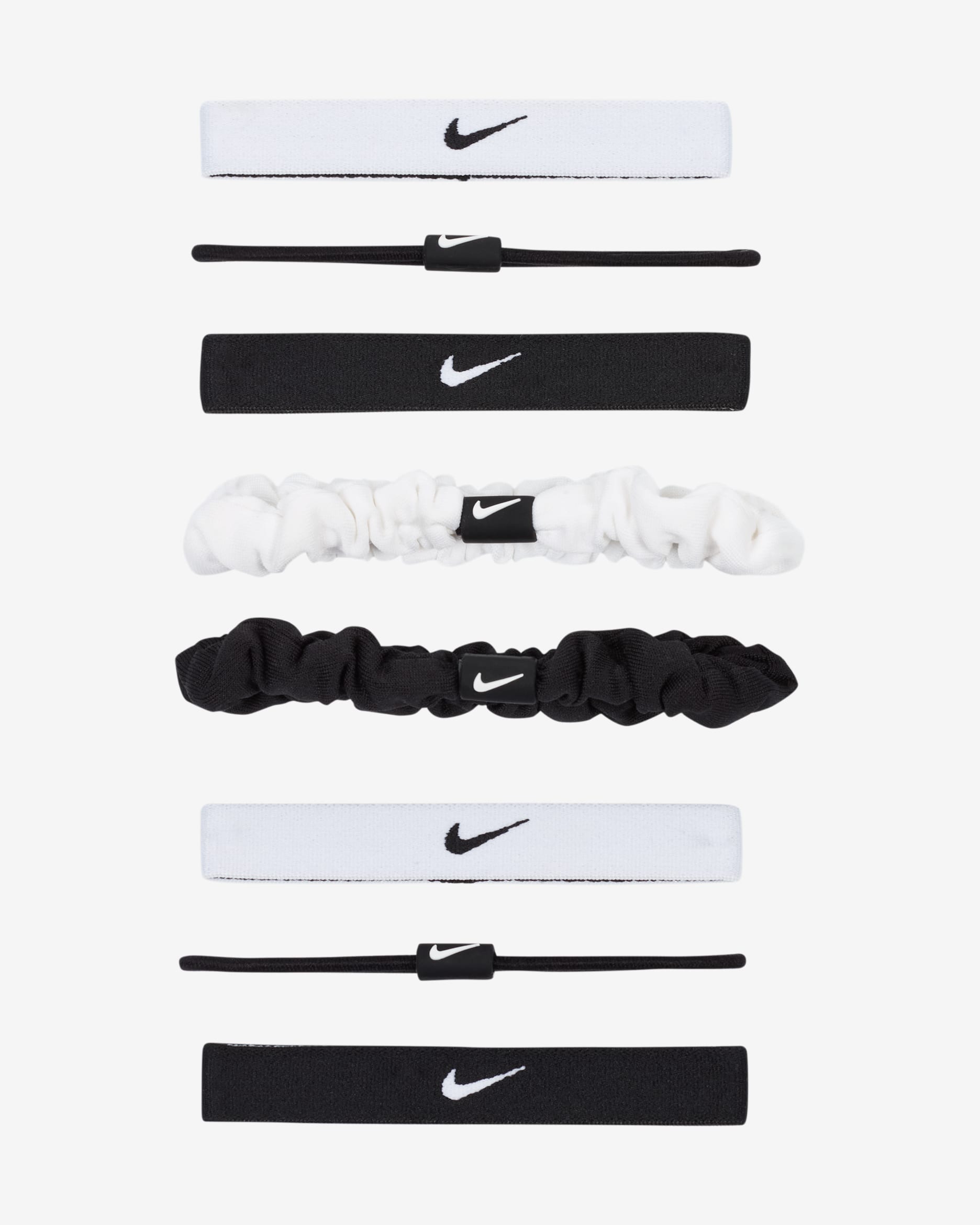 나이키 플렉스 클래식 믹스 헤어 타이(8팩) - 화이트/블랙/블랙