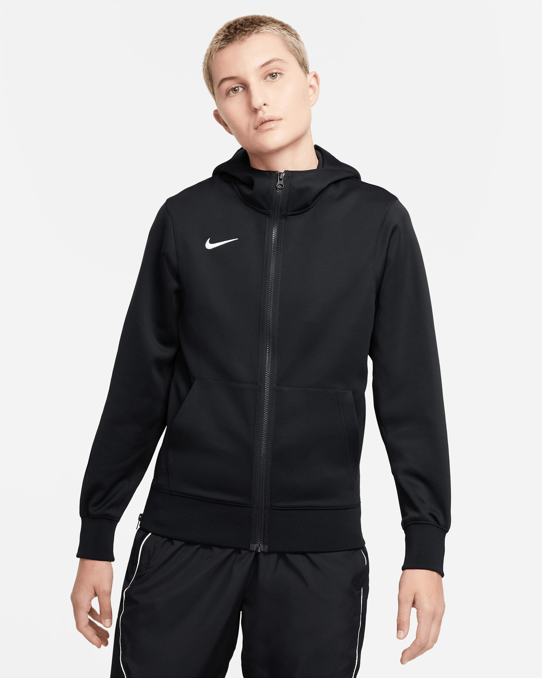 Nike Dri-FIT Showtime Women's Full-Zip Basketball Hoodie - Team Black/Team Black/White
