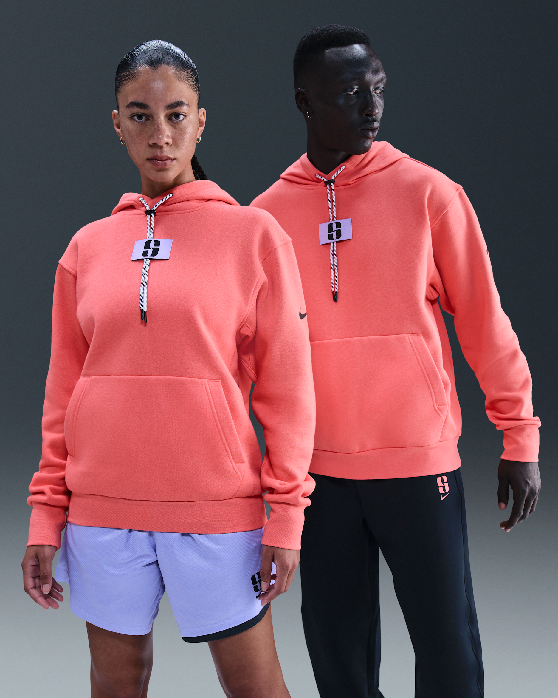 Sabrina Fleece Basketball Hoodie - Magic Ember/Purple Pulse/Black/Black