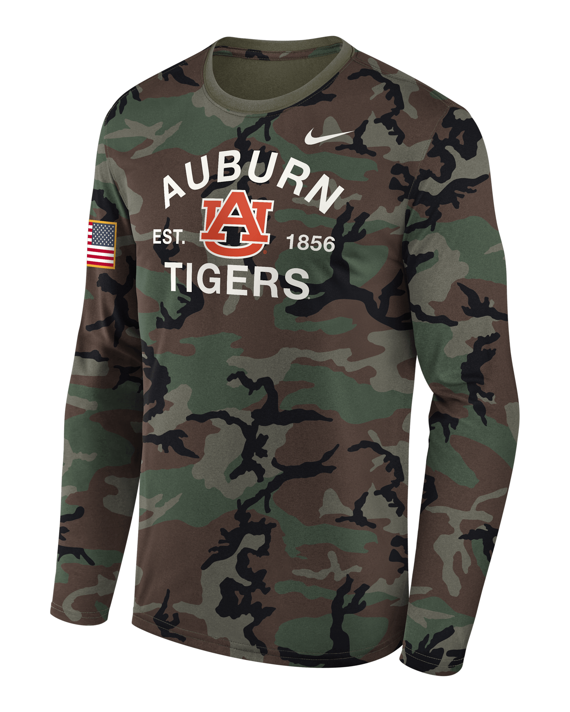 Auburn 2025 Military Appreciation Legend Men's Nike Dri-FIT College Long-Sleeve T-Shirt - Olive