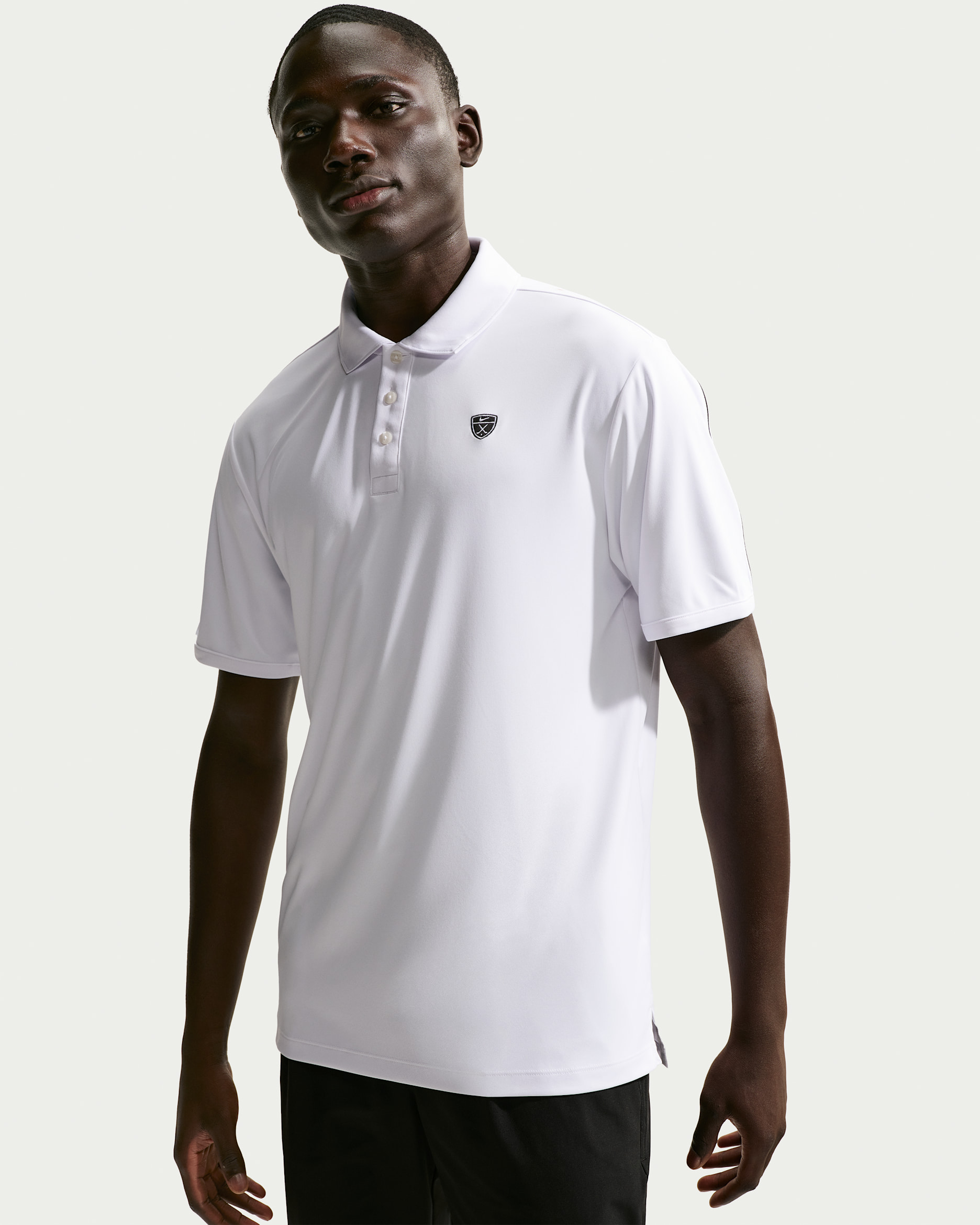 Nike Par Dri-FIT Golfpikétröja för män - Vit/Svart