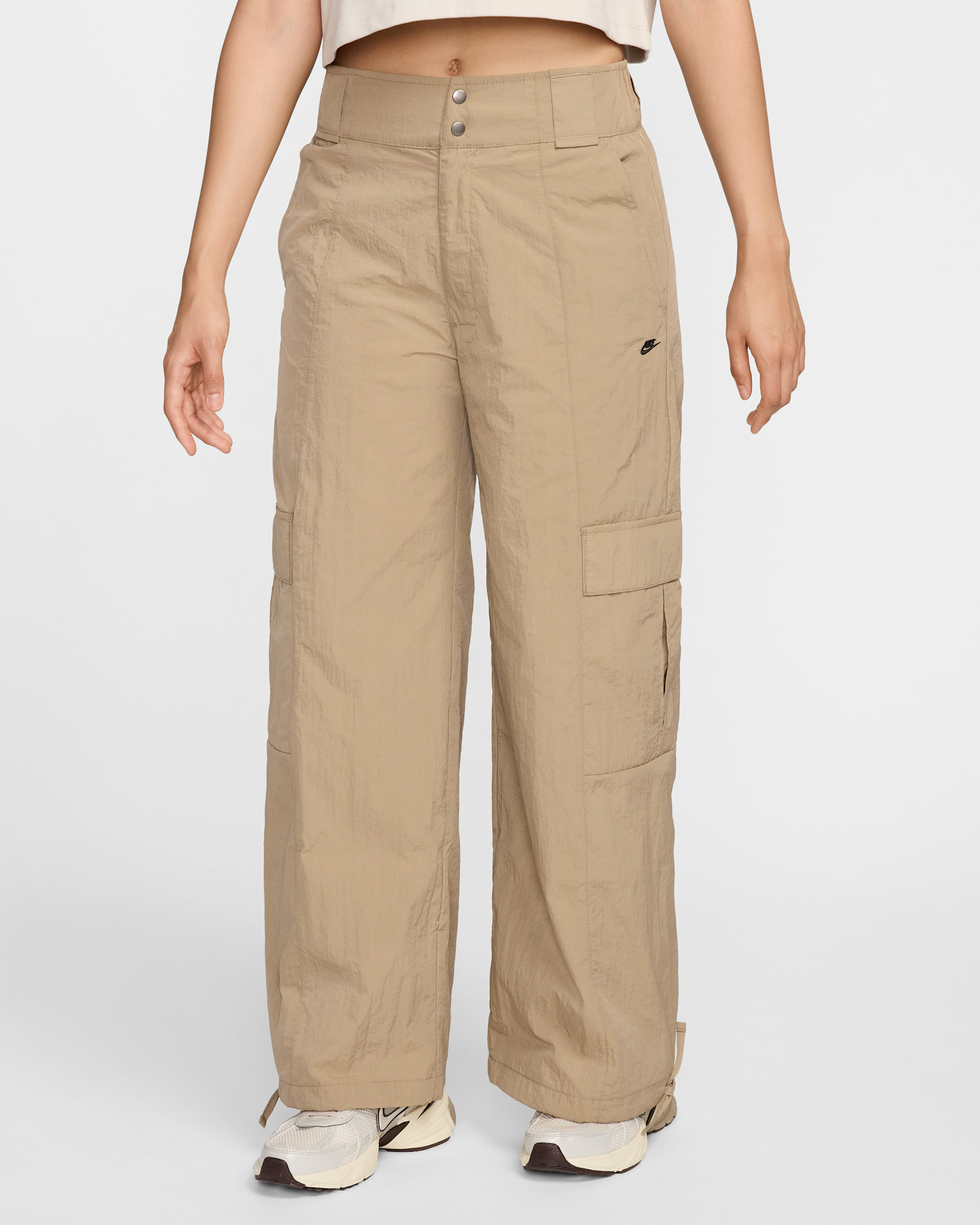 Nike Sportswear Women's High-Waisted Woven Cargo Trousers - Khaki/Black