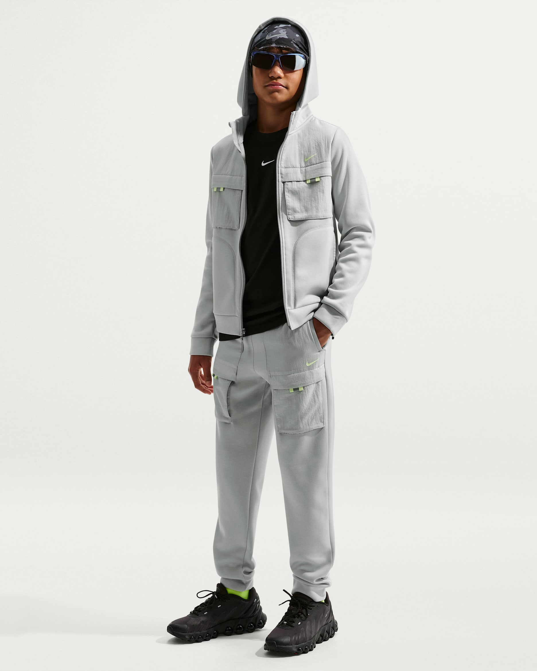 Nike Sportswear City Utility Big Kids' Pants - Light Smoke Grey/Light Smoke Grey/Light Liquid Lime