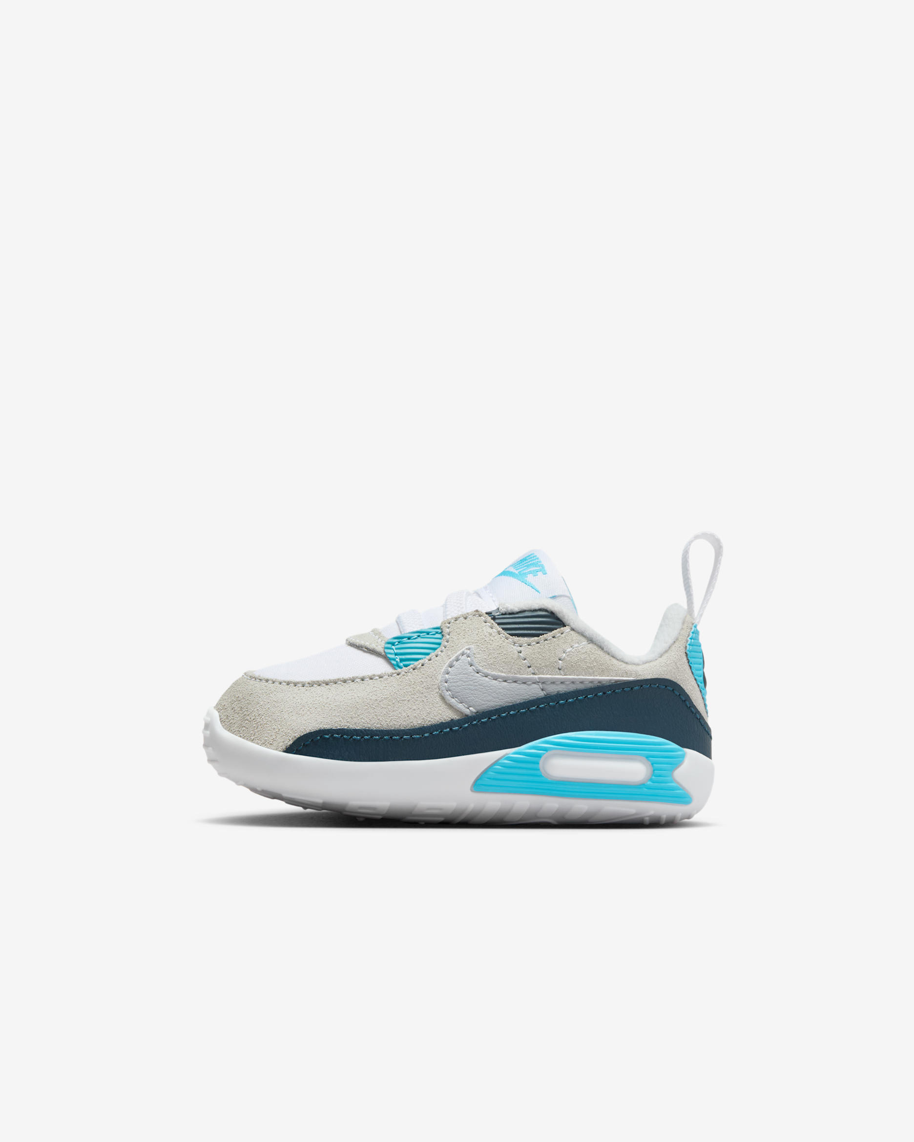 Tenis para bebé Nike Max 90 - Blanco/Azul báltico/Azul marino militar/Gris lobo