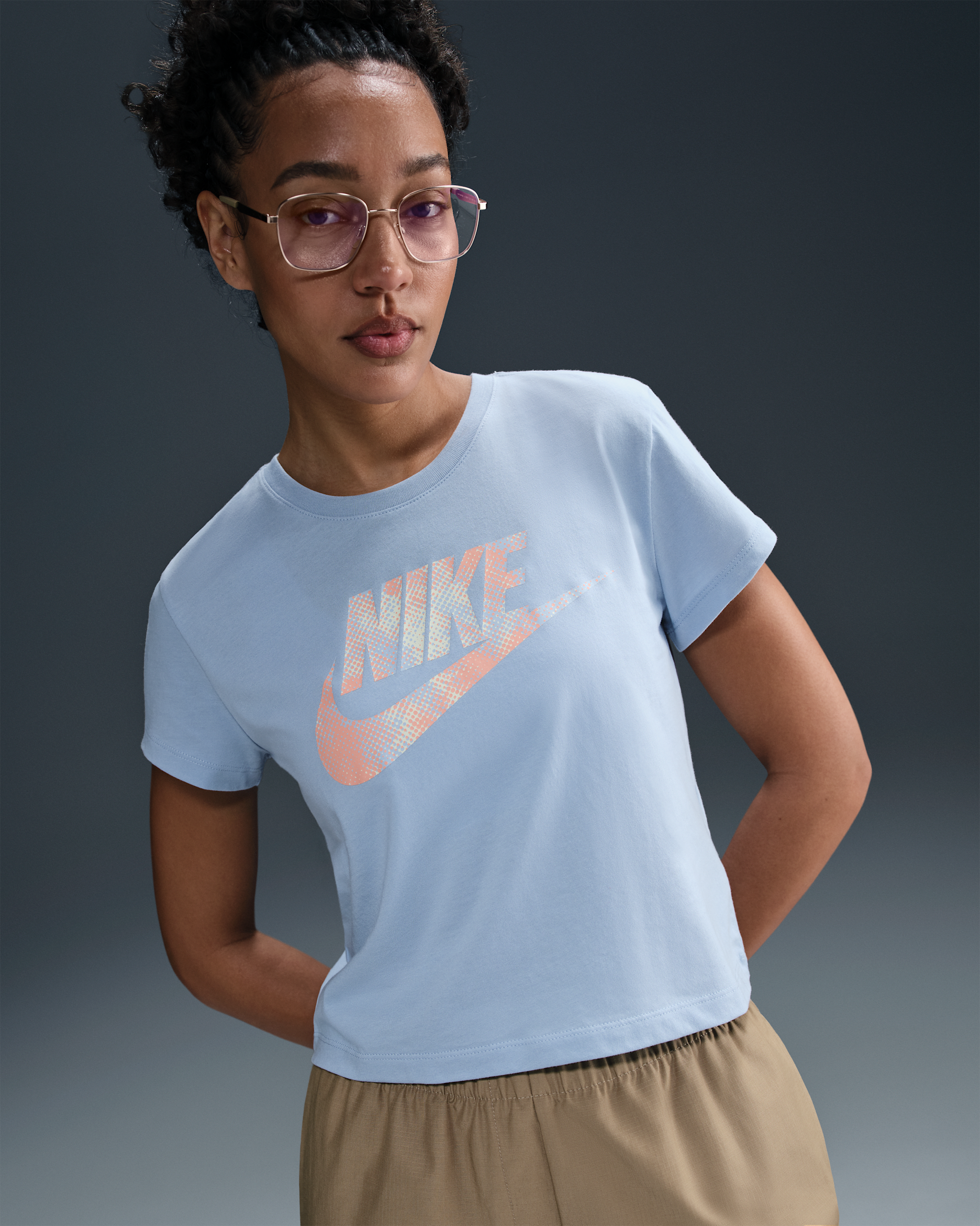 Nike Sportswear Women's T-Shirt - Light Armory Blue/Apricot Agate