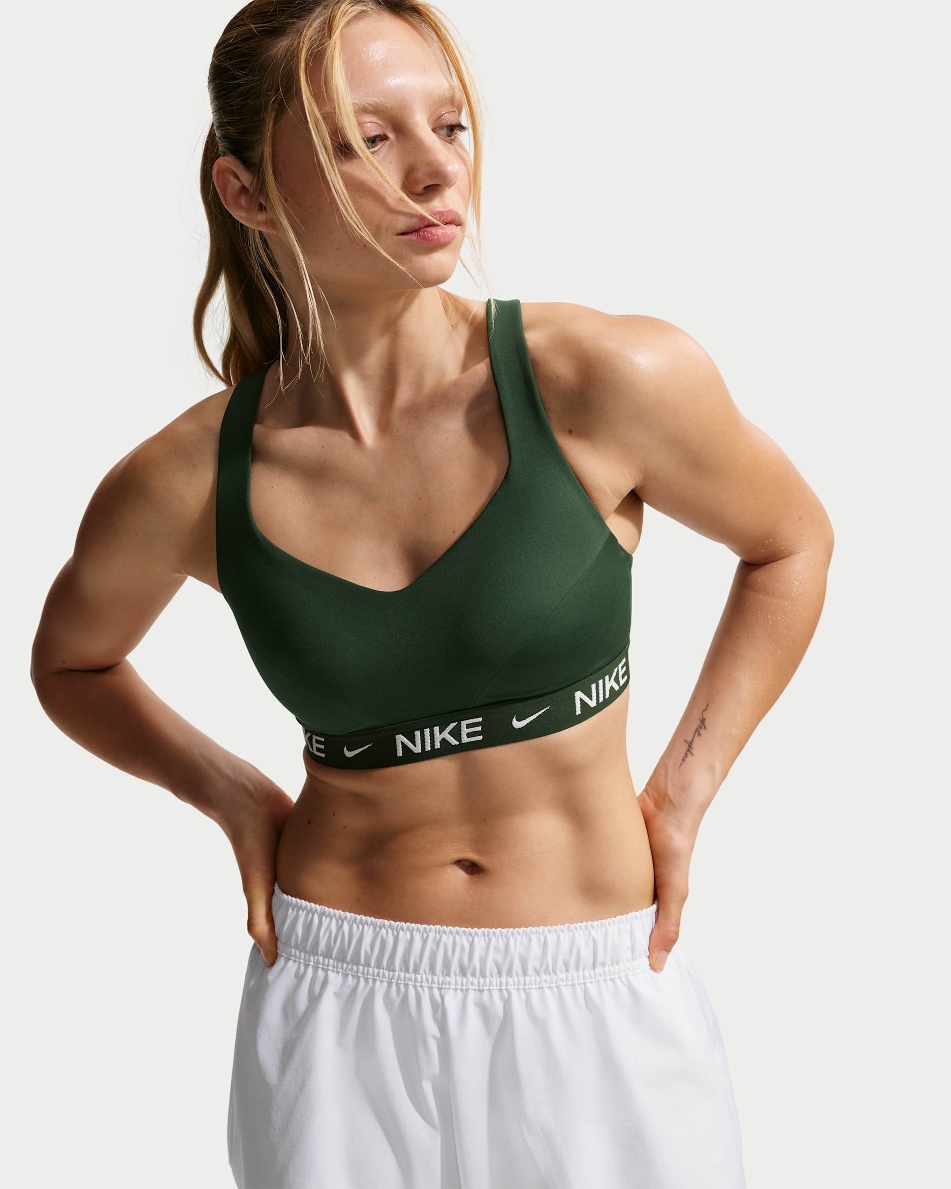 Nike Indy High-Support Women's Padded Adjustable Sports Bra - Fir/Sail