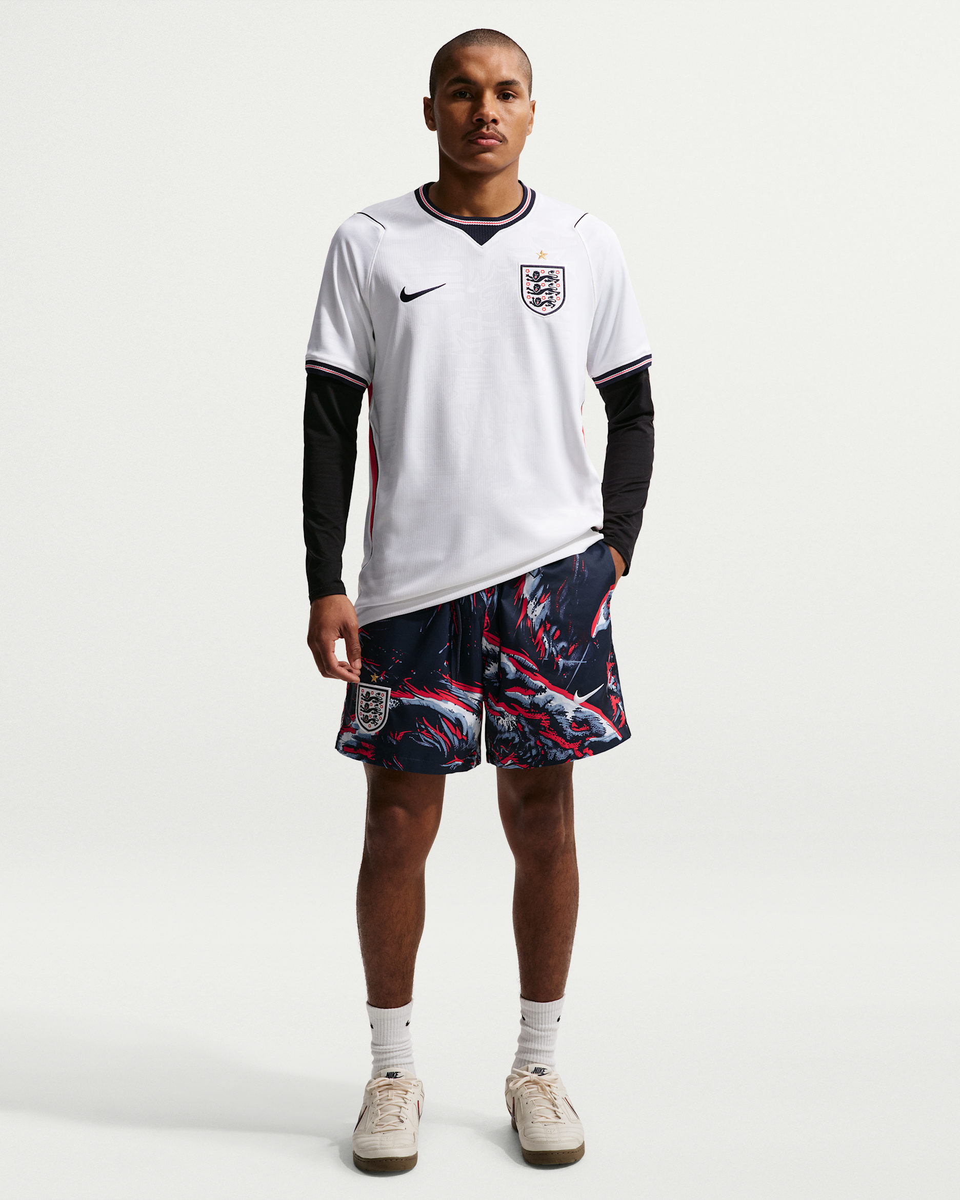 England Club Men's Nike Soccer Flow Shorts - Obsidian/White