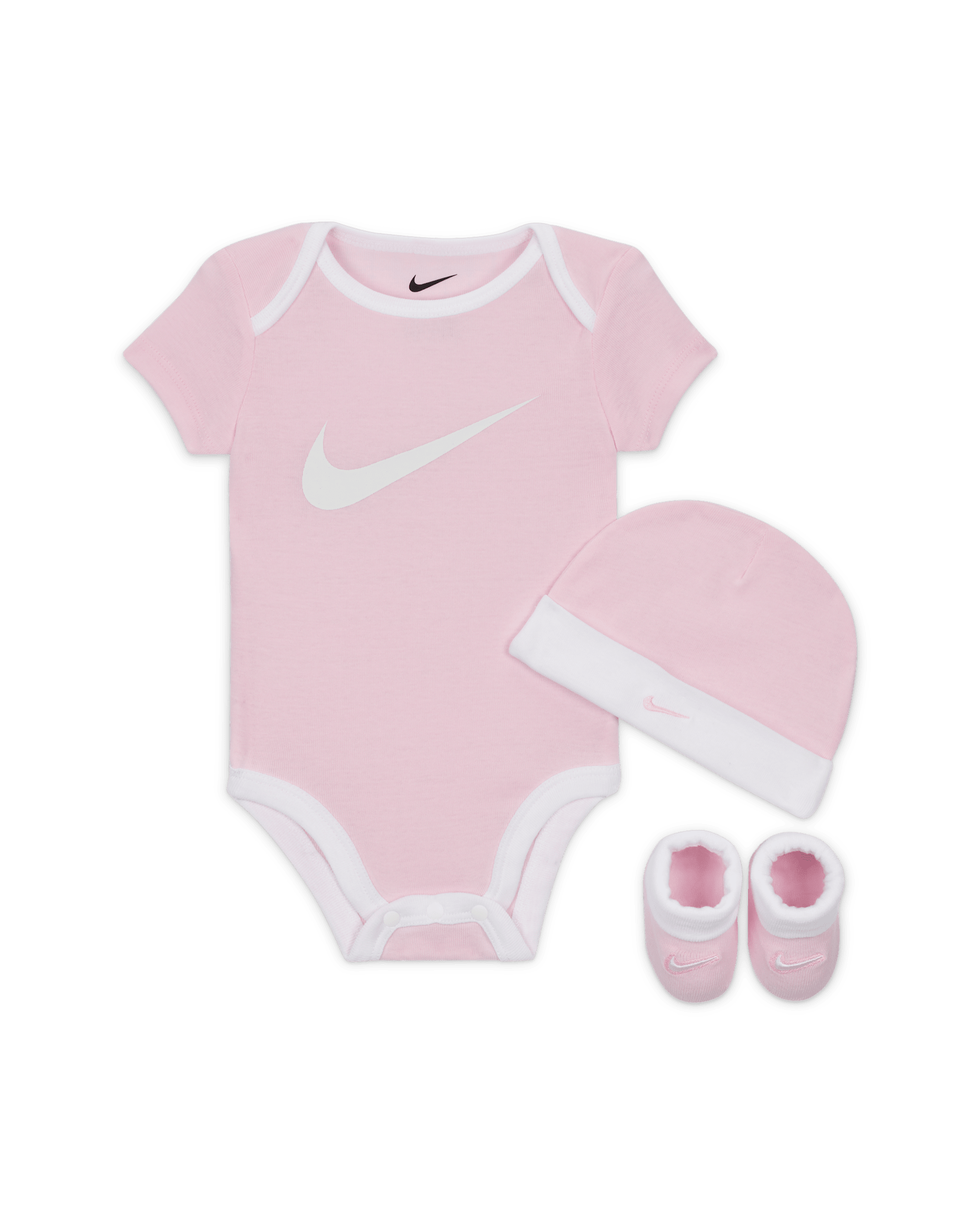Nike Baby (0-6M) Bodysuit, Hat and Booties Box Set - Pink Foam