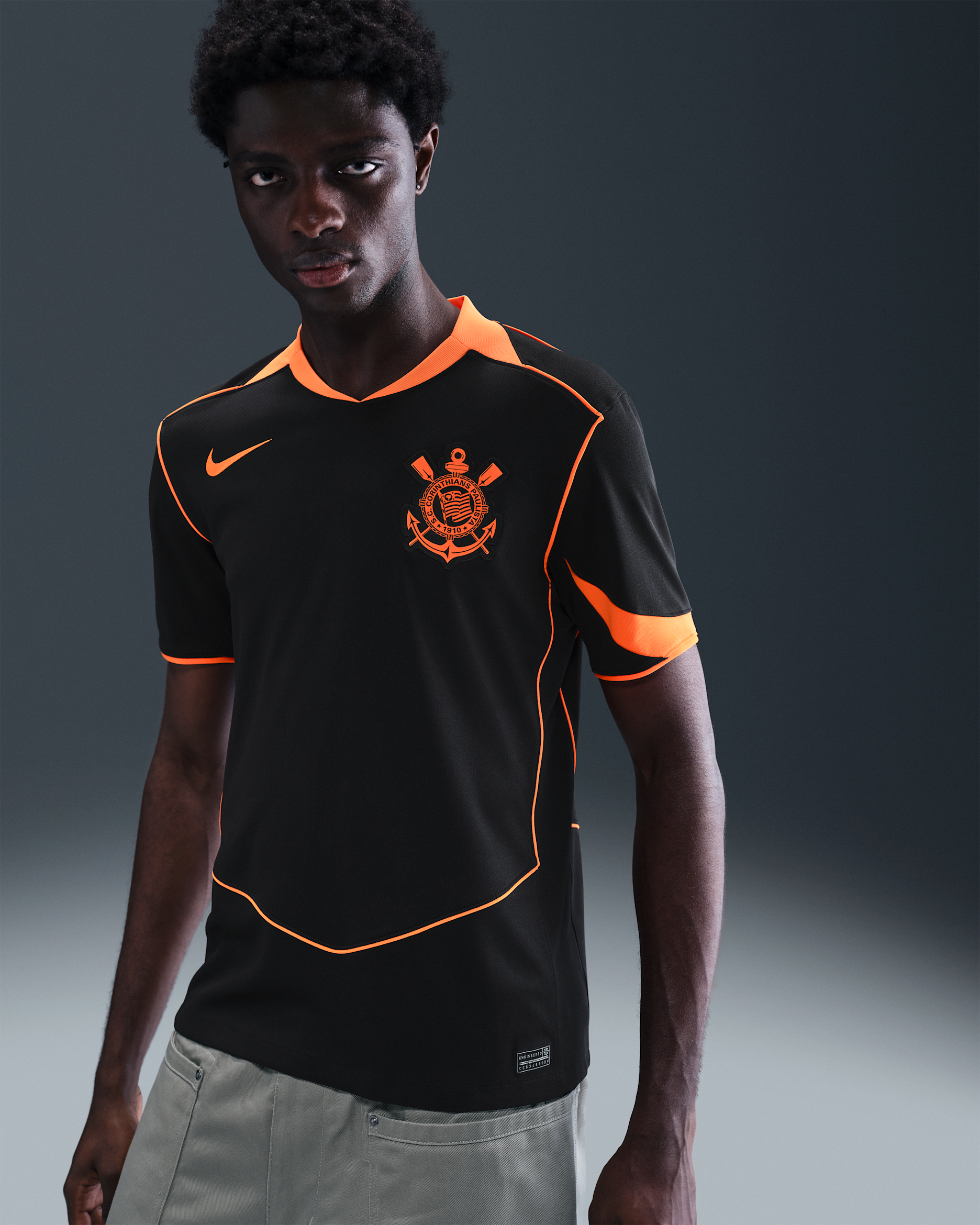 S.C. Corinthians 2025/26 Stadium Third Nike Dri-FIT Total 90 Replika-Fußballtrikot (Herren) - Schwarz/Total Orange/Total Orange