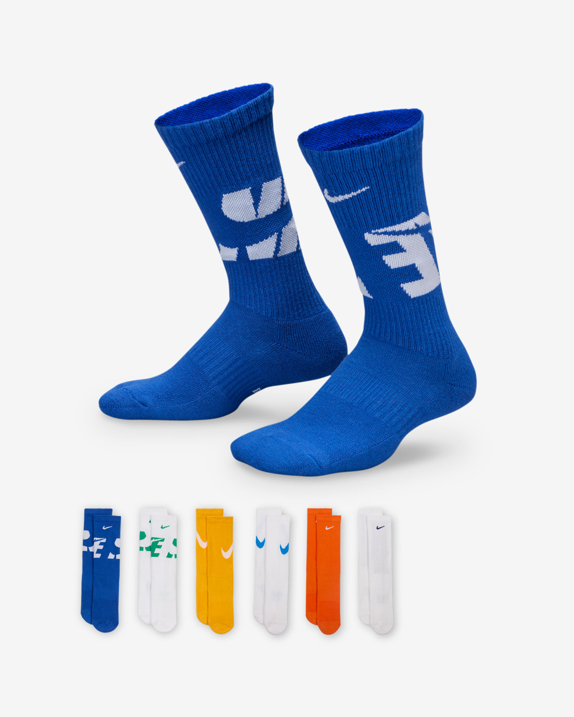 Calcetines largos con amortiguación para niños Nike Everyday (6 pares) - Multicolor