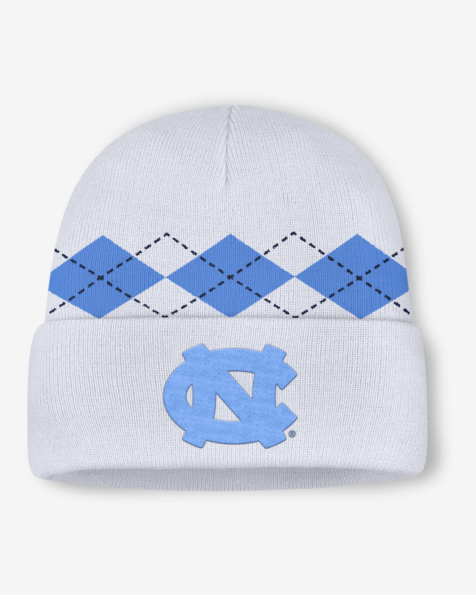 North Carolina Utility Argyle Men's Jordan Brand College Cuffed Beanie - White