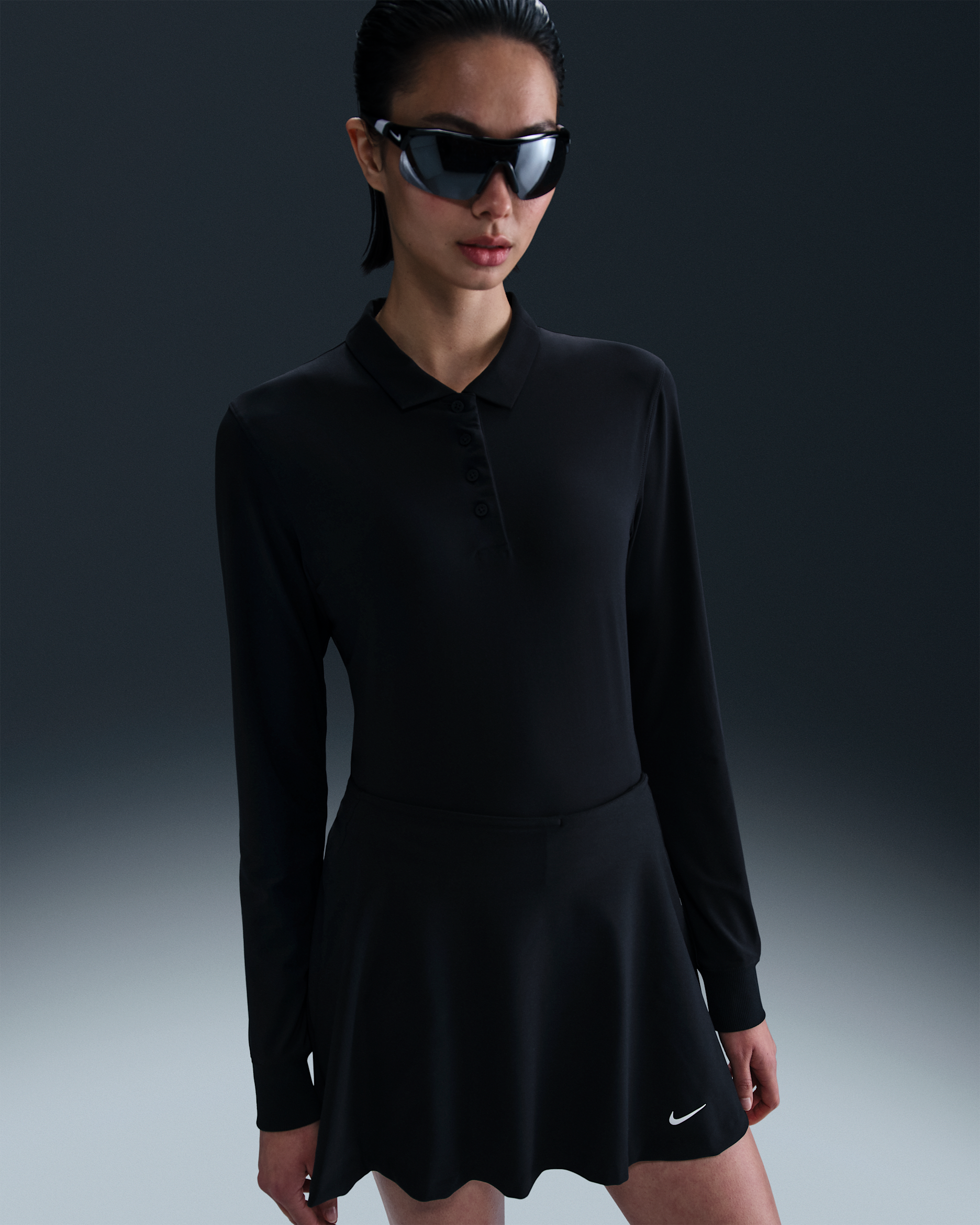 Nike Victory Women's Dri-FIT Long-Sleeve Polo - Black/White