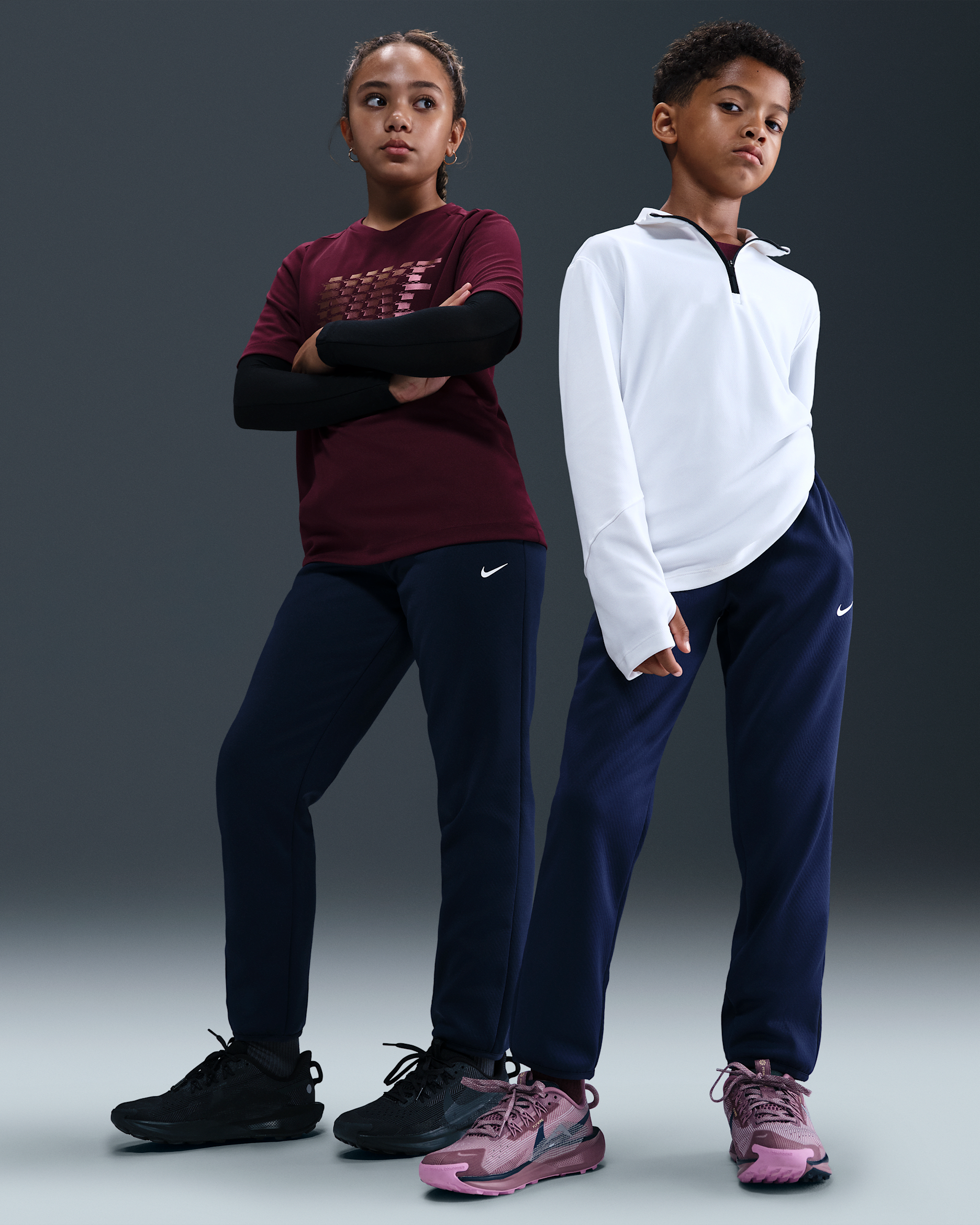 Nike Older Kids' Therma-FIT Winterized Training Trousers - Midnight Navy/Midnight Navy/White