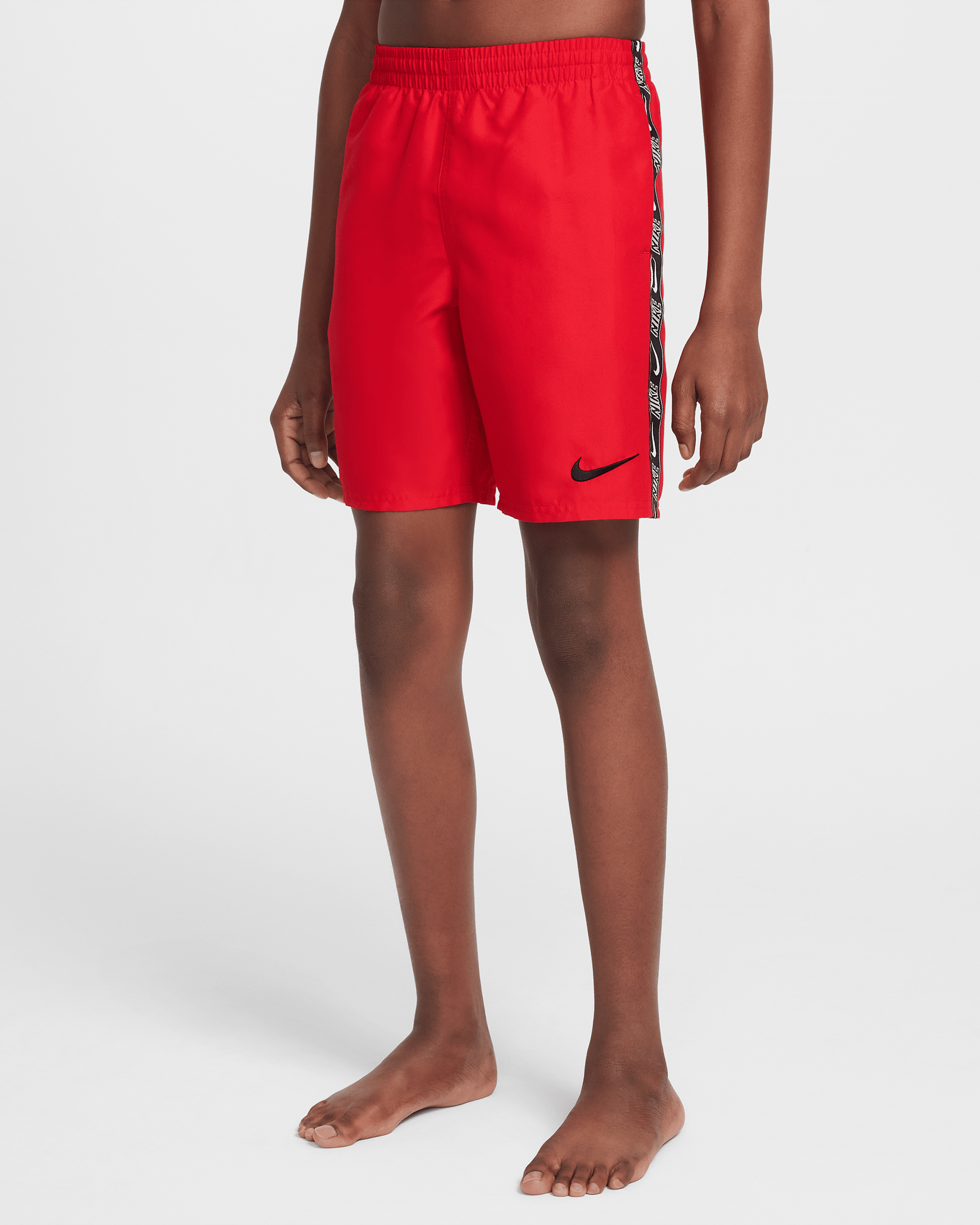 Shorts de vóleibol de 18 cm para niño Nike Swim Logo Tape Lap - Rojo universitario/Negro