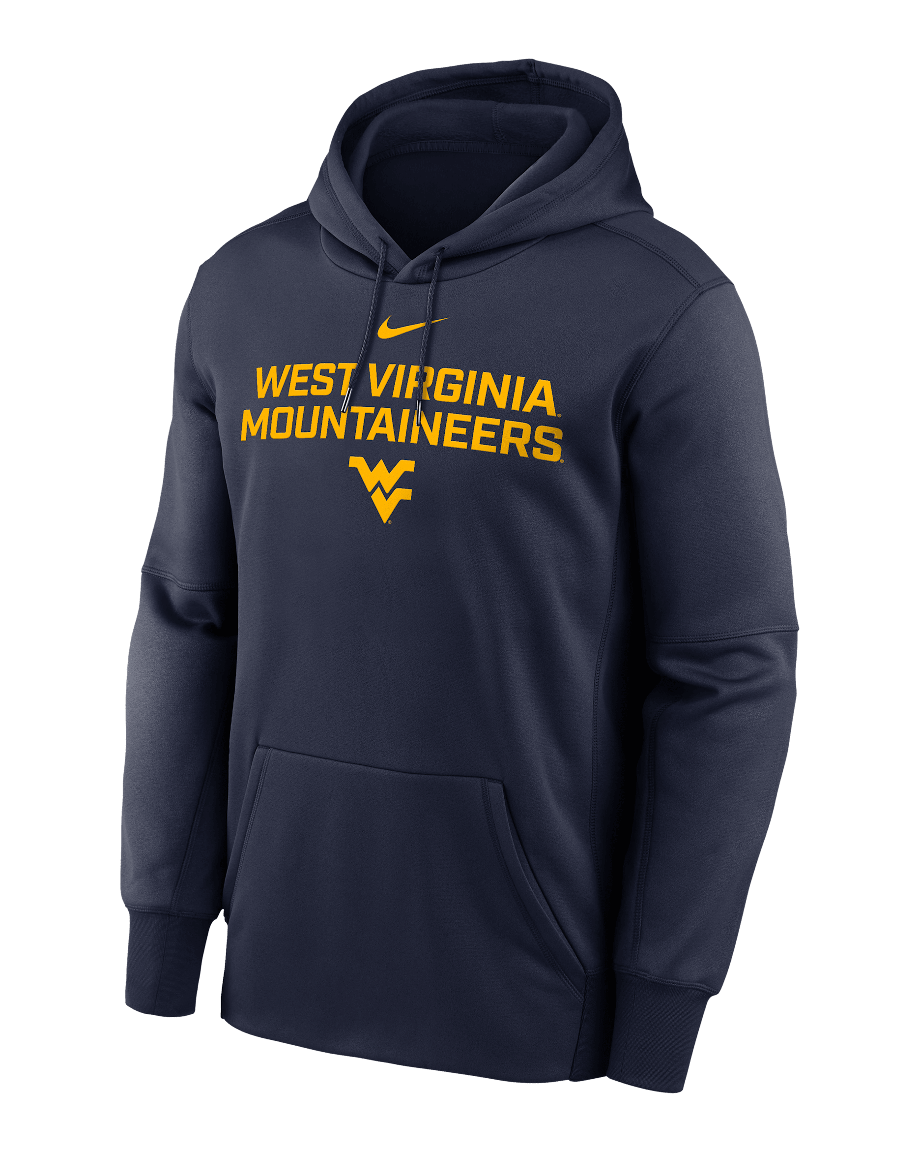 West Virginia Team Stacked Men’s Nike Therma College Pullover Hoodie - Navy