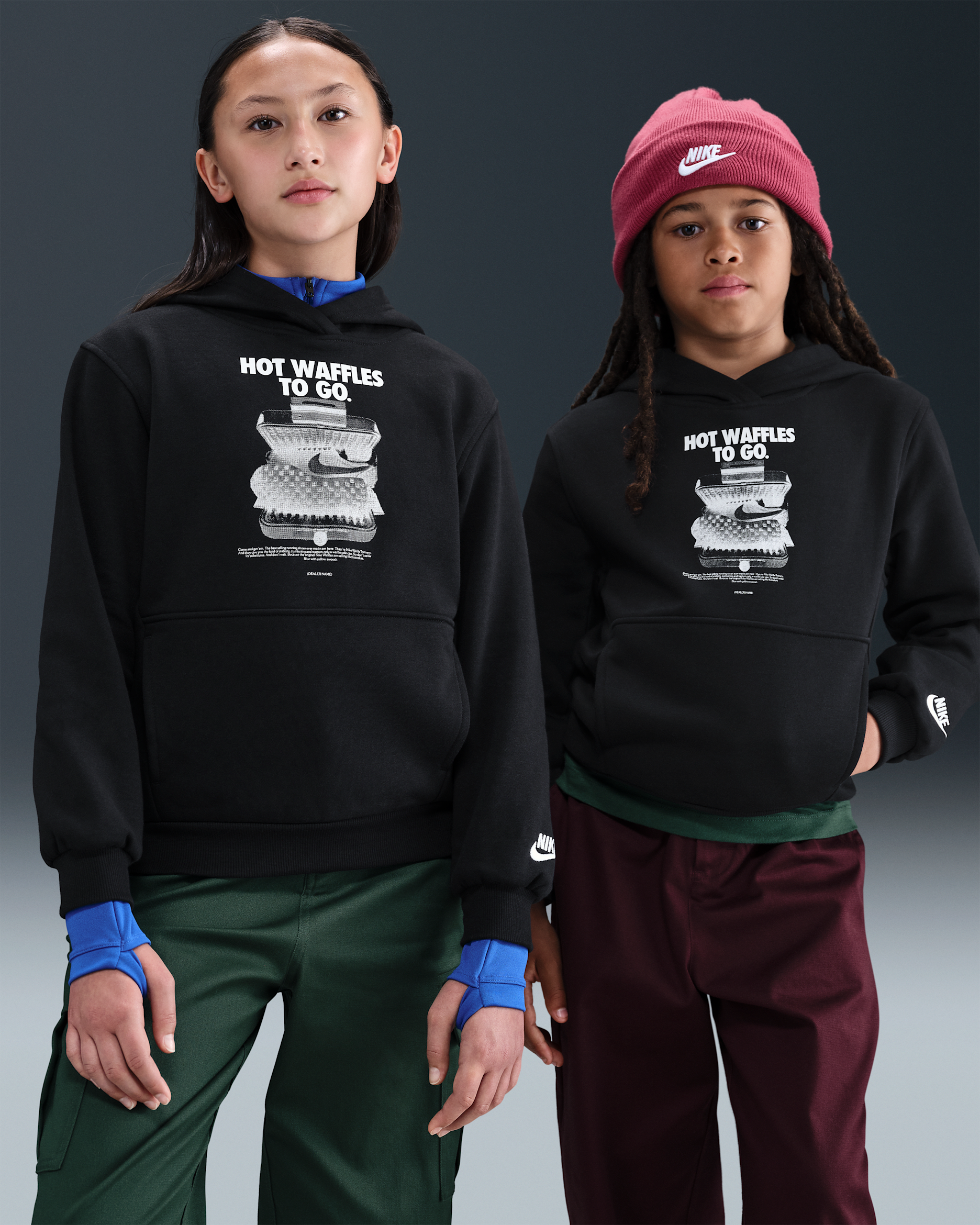 Sudadera con gorro para niños talla grande Nike Sportswear Club Fleece - Negro/Blanco