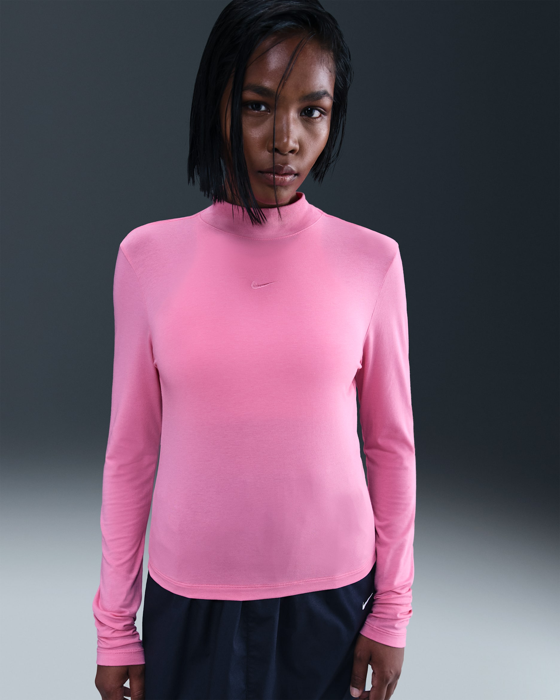 Nike Sportswear Chill Knit Women's Slim Long-Sleeve Mock-Neck T-Shirt - Playful Pink