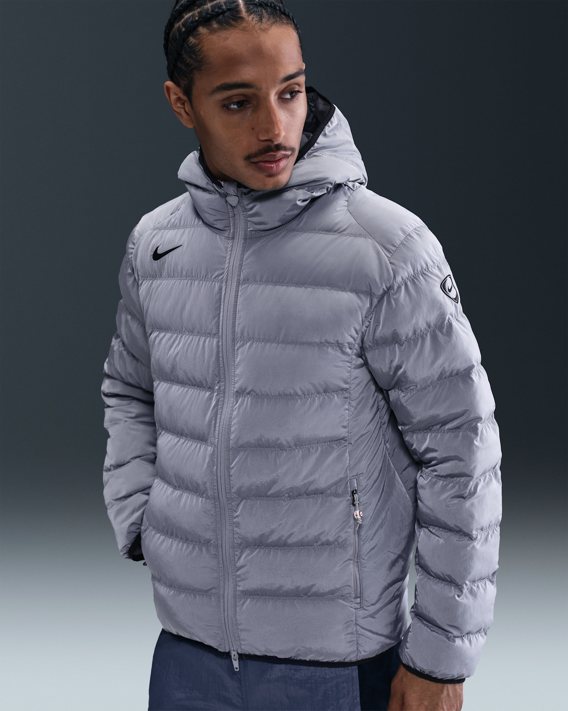 Nike Total 90 Men's Therma-FIT Soccer Puffer Jacket - Particle Grey/Black/Black