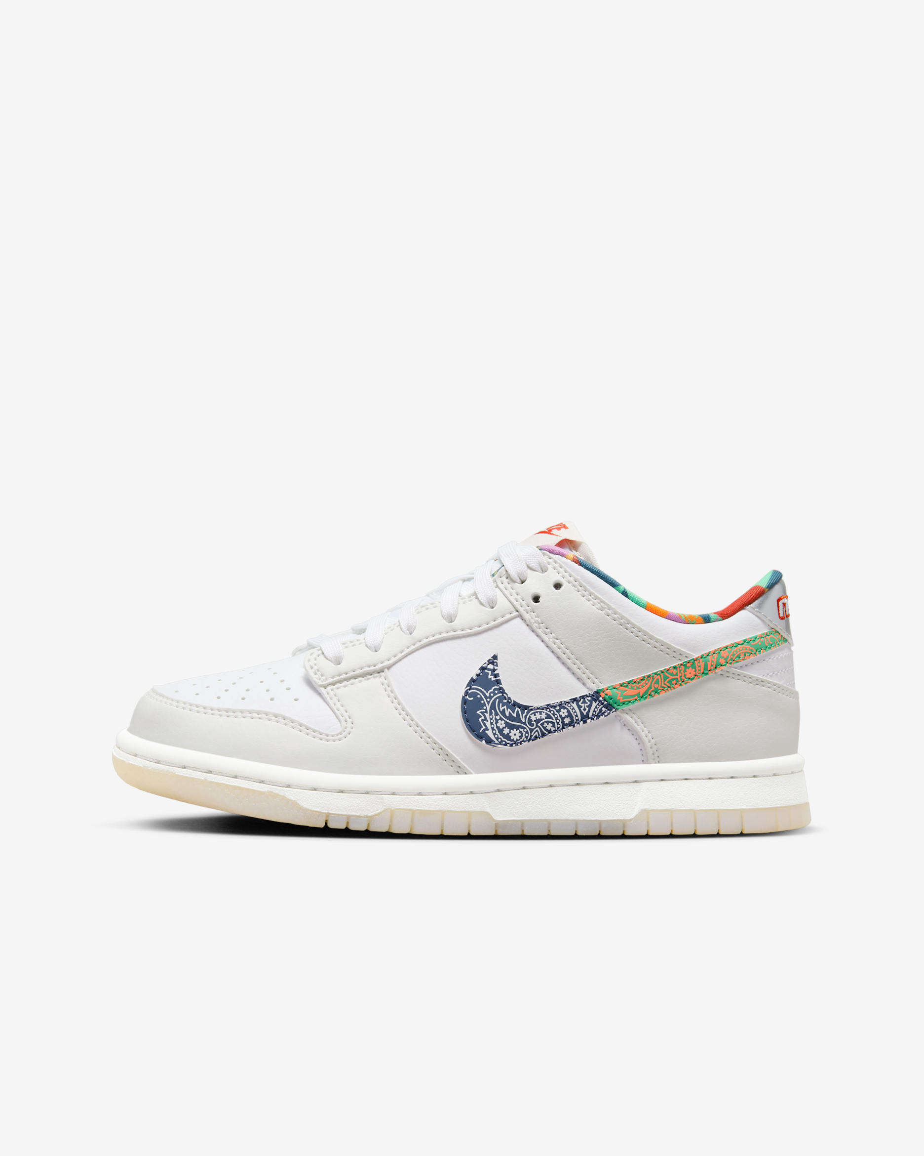 Calzado para niños grandes Nike Dunk Low - Blanco/Blanco/Rojo místico/Azul difuso