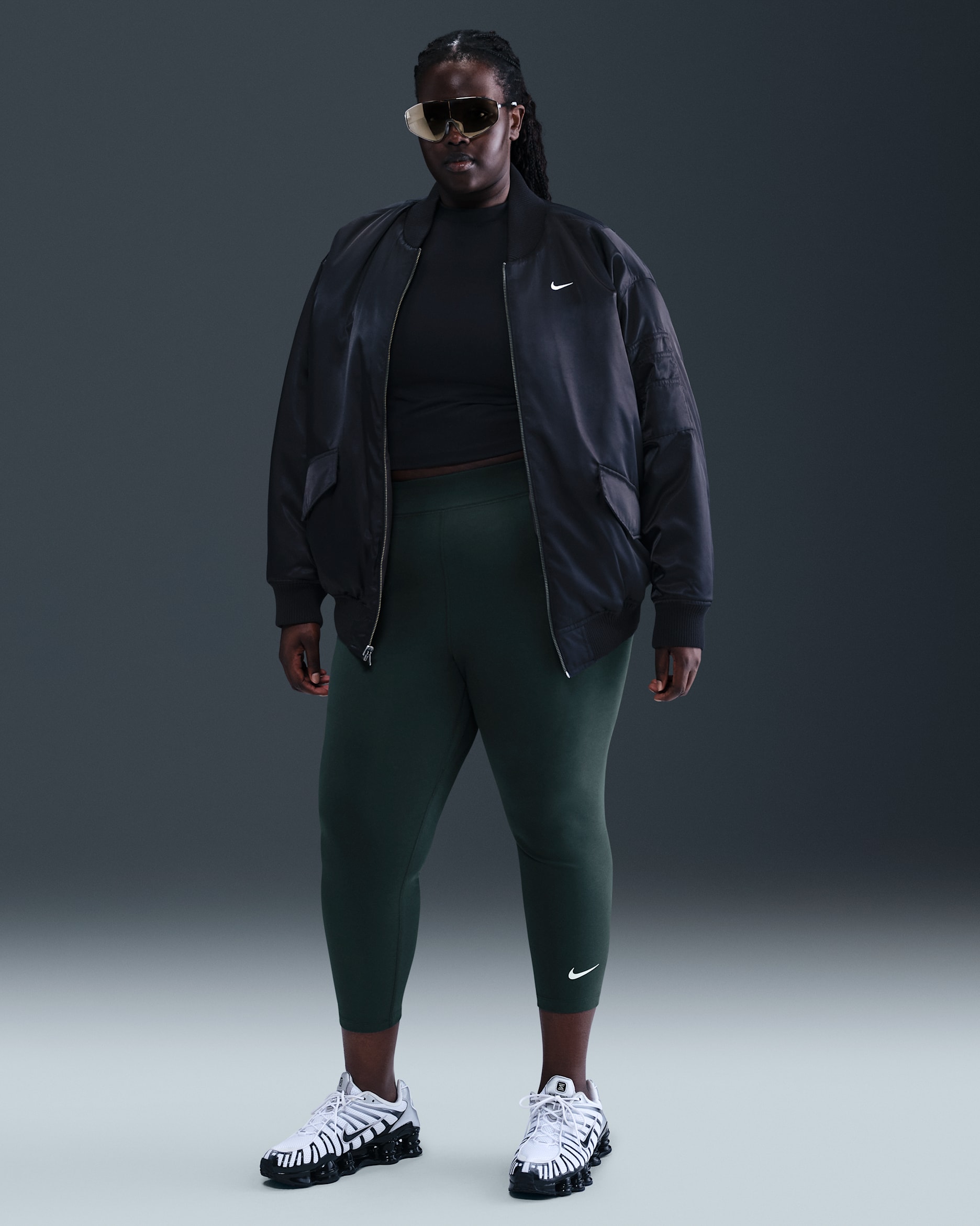 Leggings de tiro alto de 7/8 para mujer (talla grande) Nike Sportswear Classic - Alga/Vela