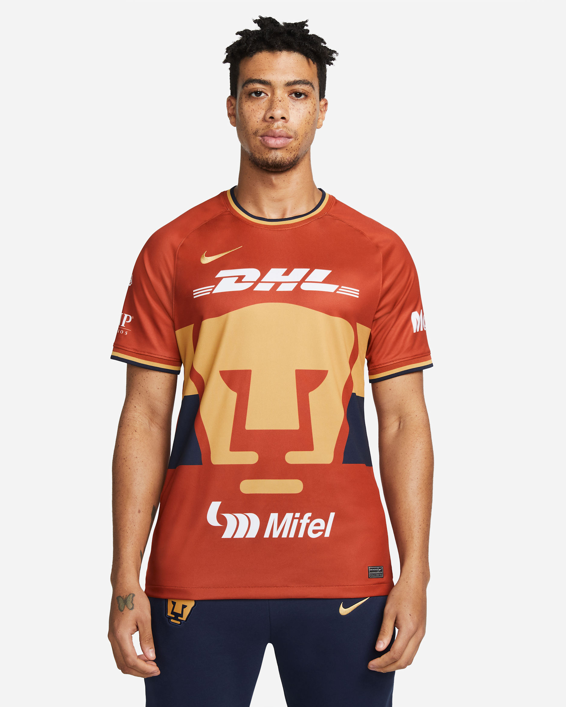 Tercera equipación Stadium Pumas UNAM 2021/22 Camiseta de fútbol Nike Dri-FIT - Hombre - Firewood Orange/Obsidian/Truly Gold