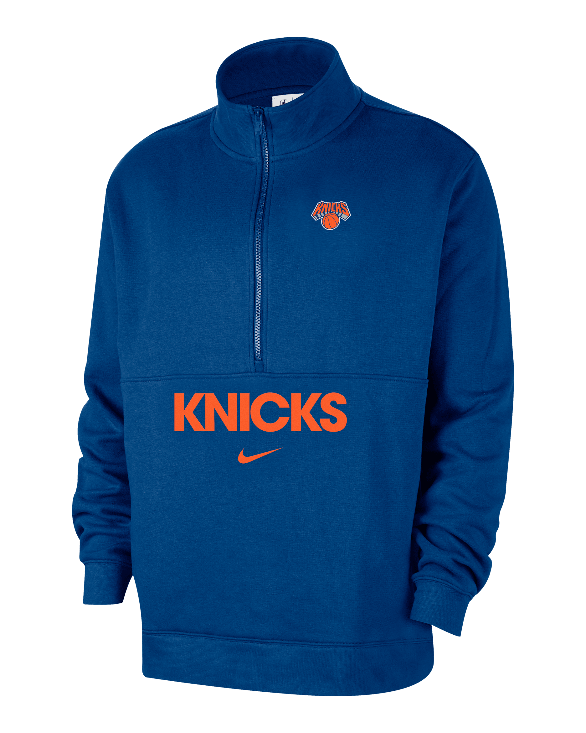 New York Knicks Club Courtside Men's Nike NBA 1/2-Zip Top - Rush Blue/Brilliant Orange