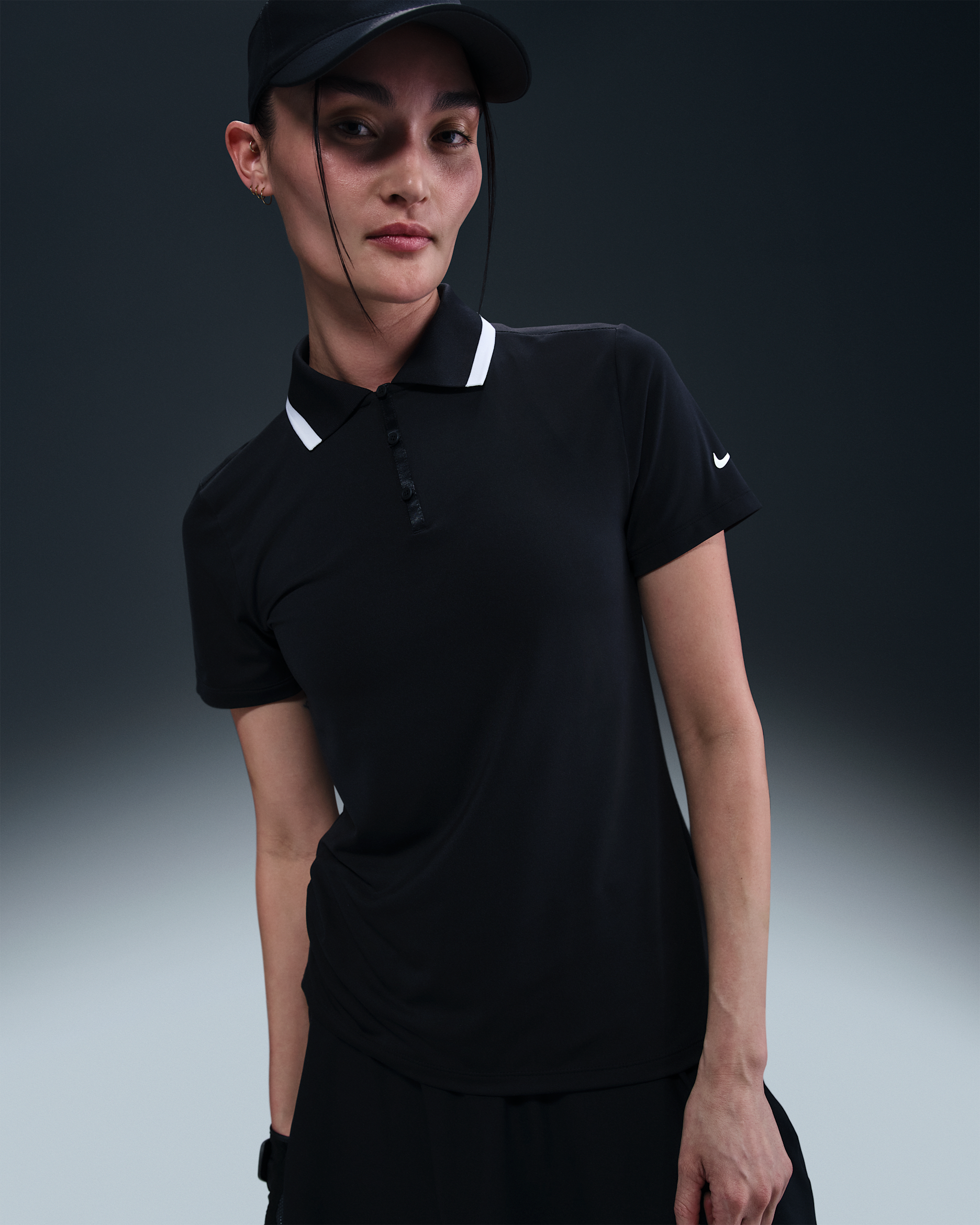 Nike Tour Women's Dri-FIT Short-Sleeve Golf Polo - Black/White/White