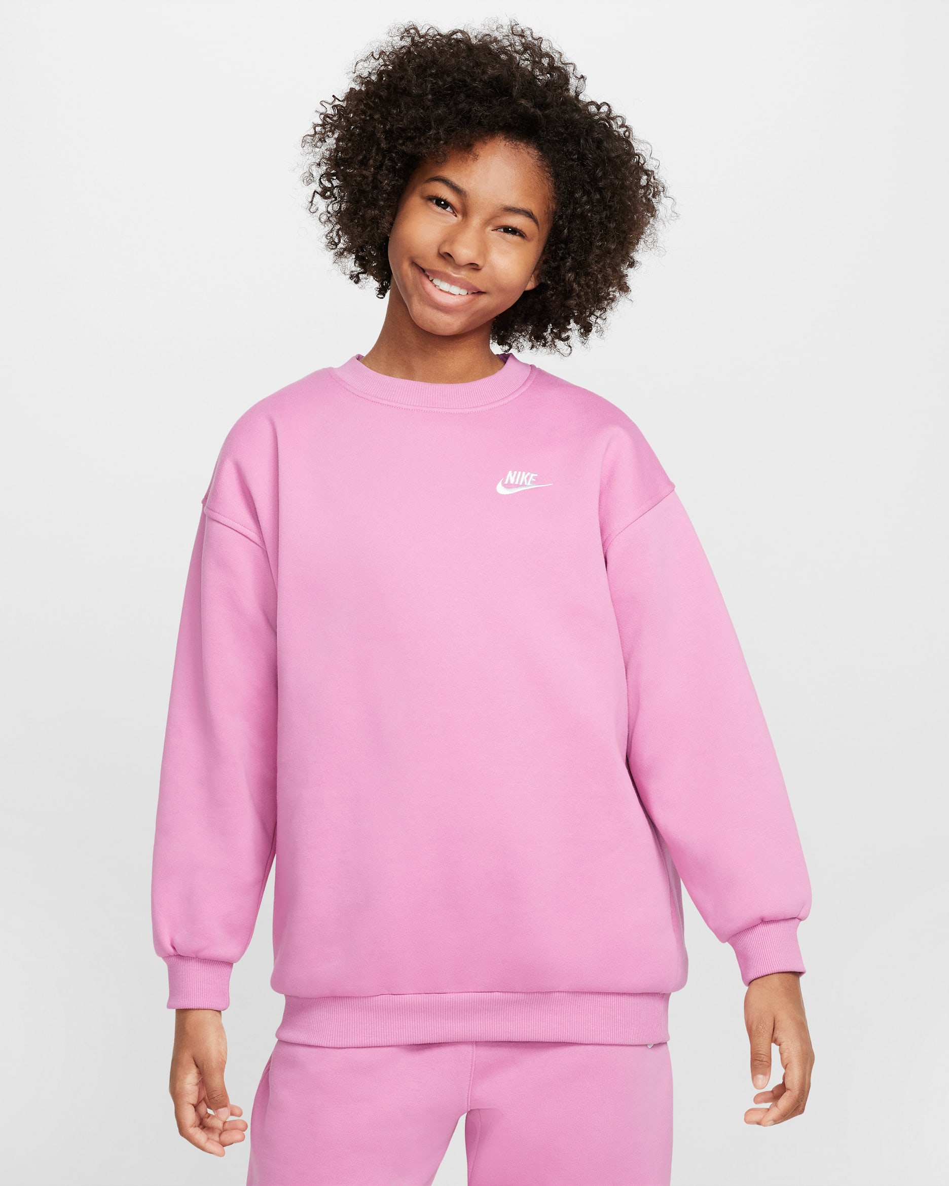 Sudadera oversized para niños talla grande Nike Sportswear Club Fleece - Flamenco mágico/Blanco